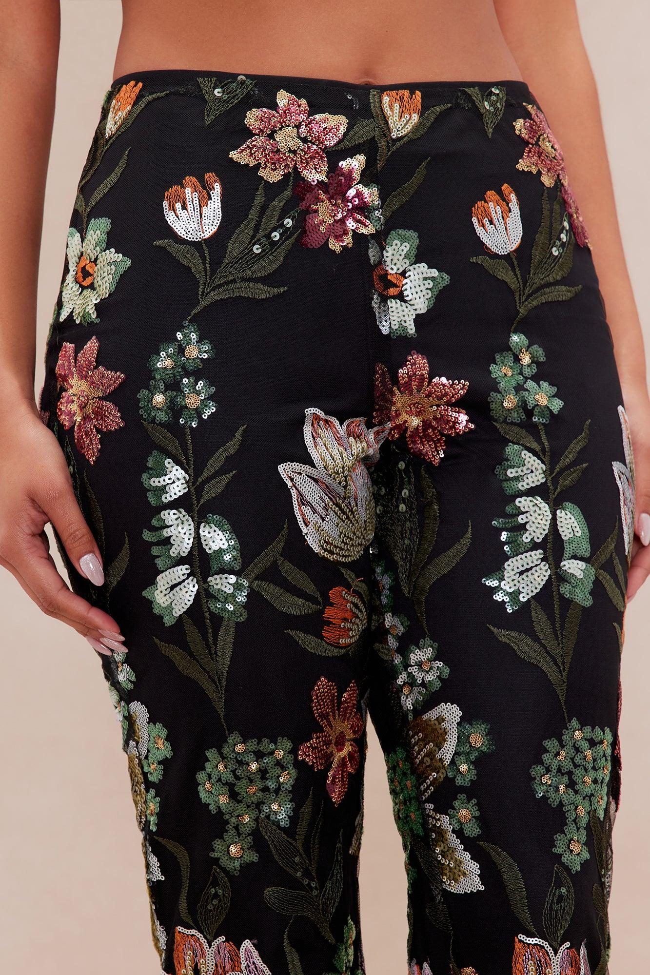 Florencia Embellished Flare Pant - Black/combo Product Image