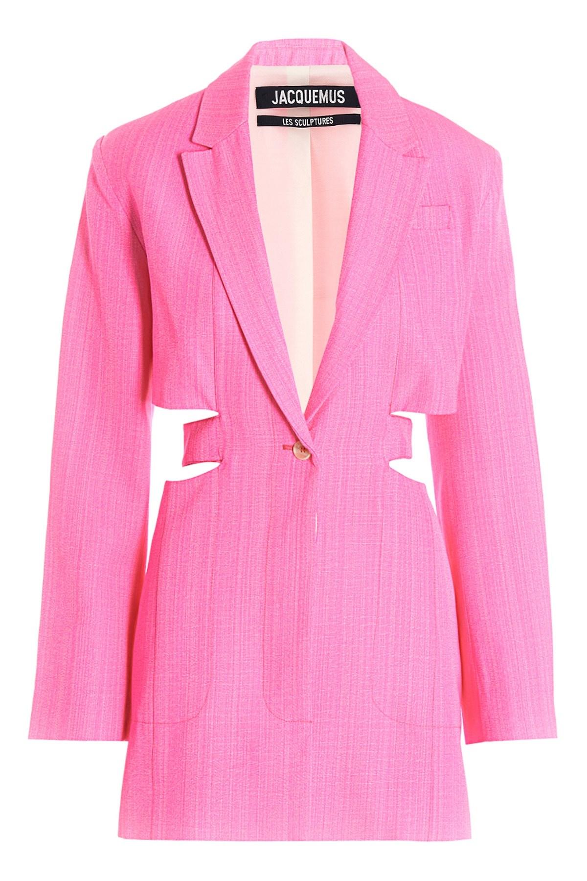JACQUEMUS Bari Cutout Single-breasted Mini Blazer Dress In Pink Product Image