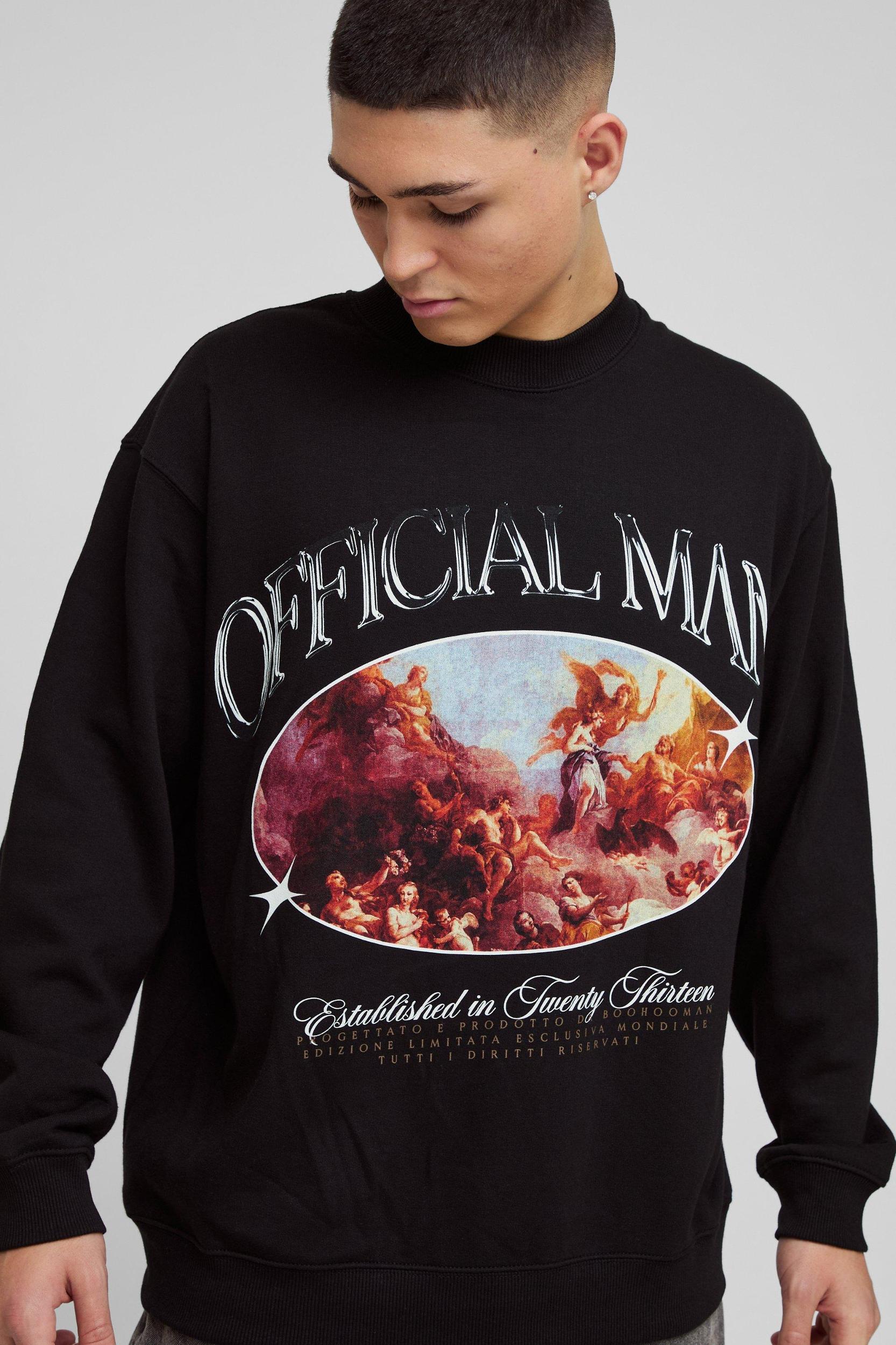 Oversized Official Man Renaissance Graphic Sweatshirt | boohooMAN USA Product Image