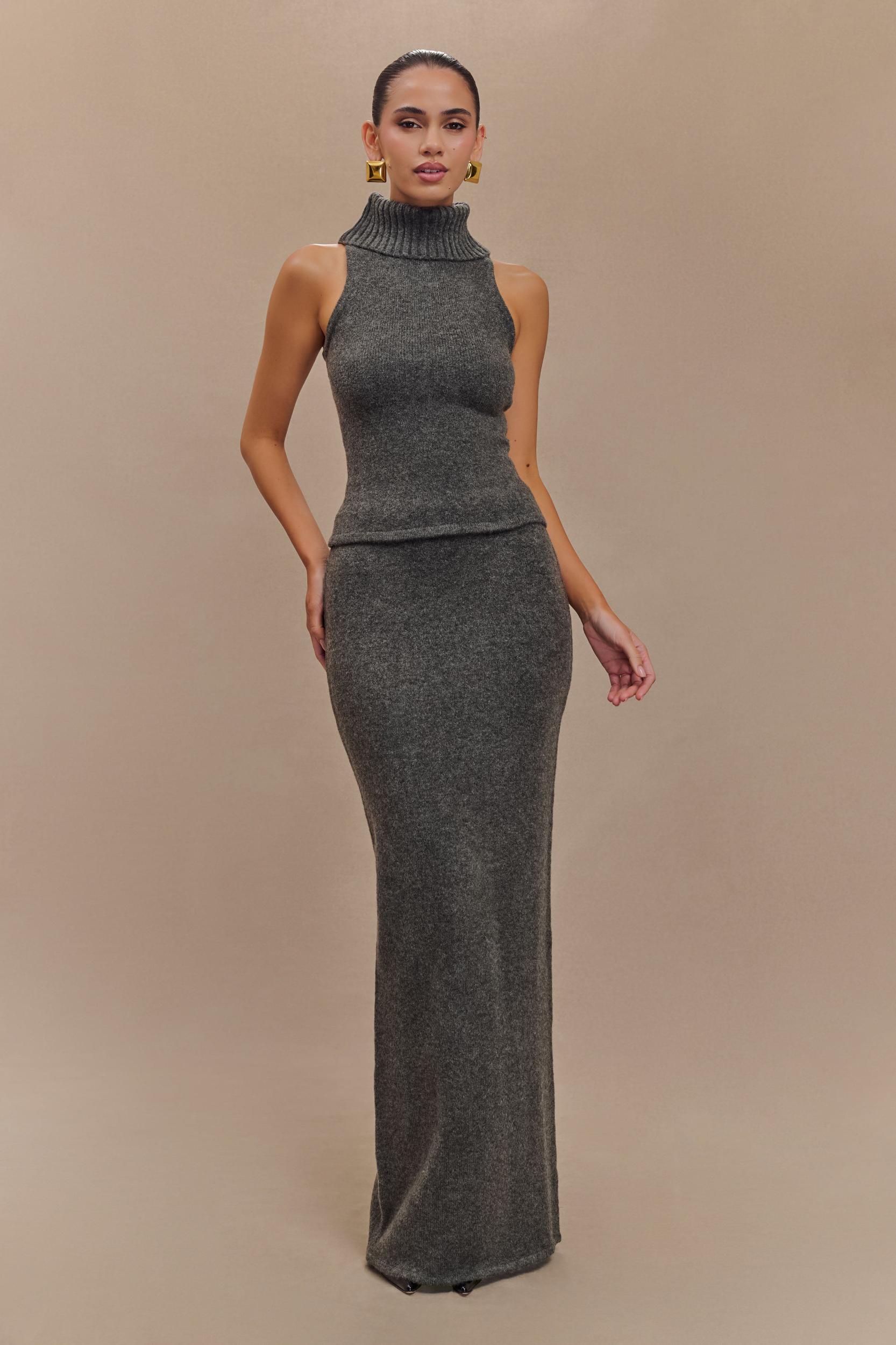 Elise Knit Maxi Skirt - Charcoal Marle Product Image