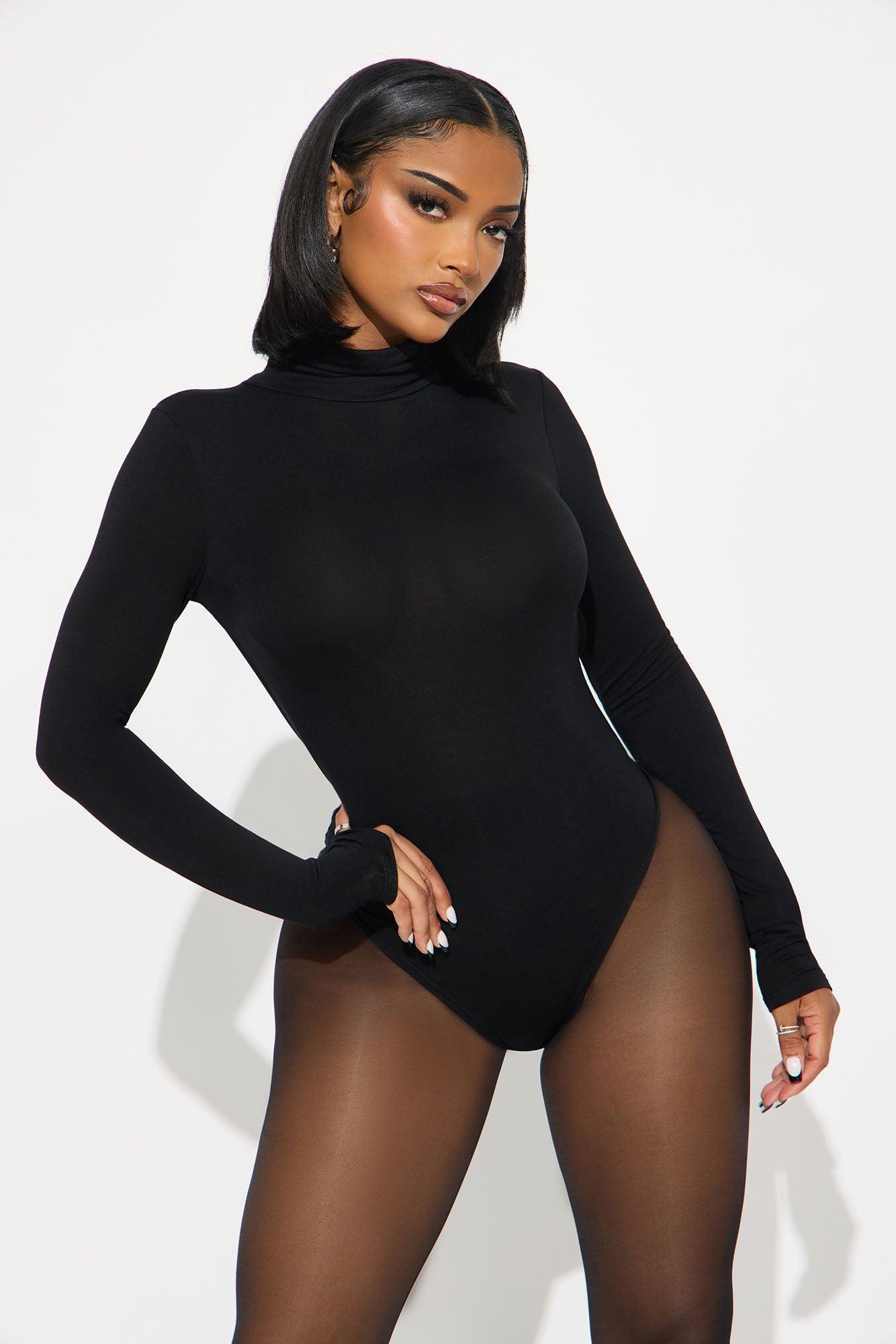 Modal Open Back Bodysuit - Black Female Product Image