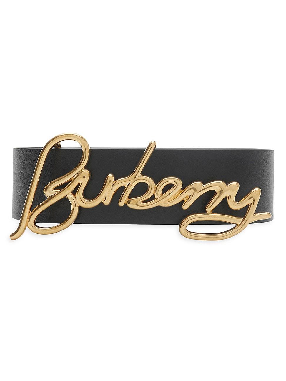 Womens Leather Gold-Plated Logo Belt Product Image