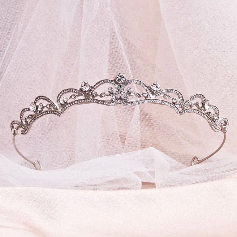 "Anya" - Rhinestone Bridal Tiara - Available in Silver, Rose Gold and Yellow Gold Product Image