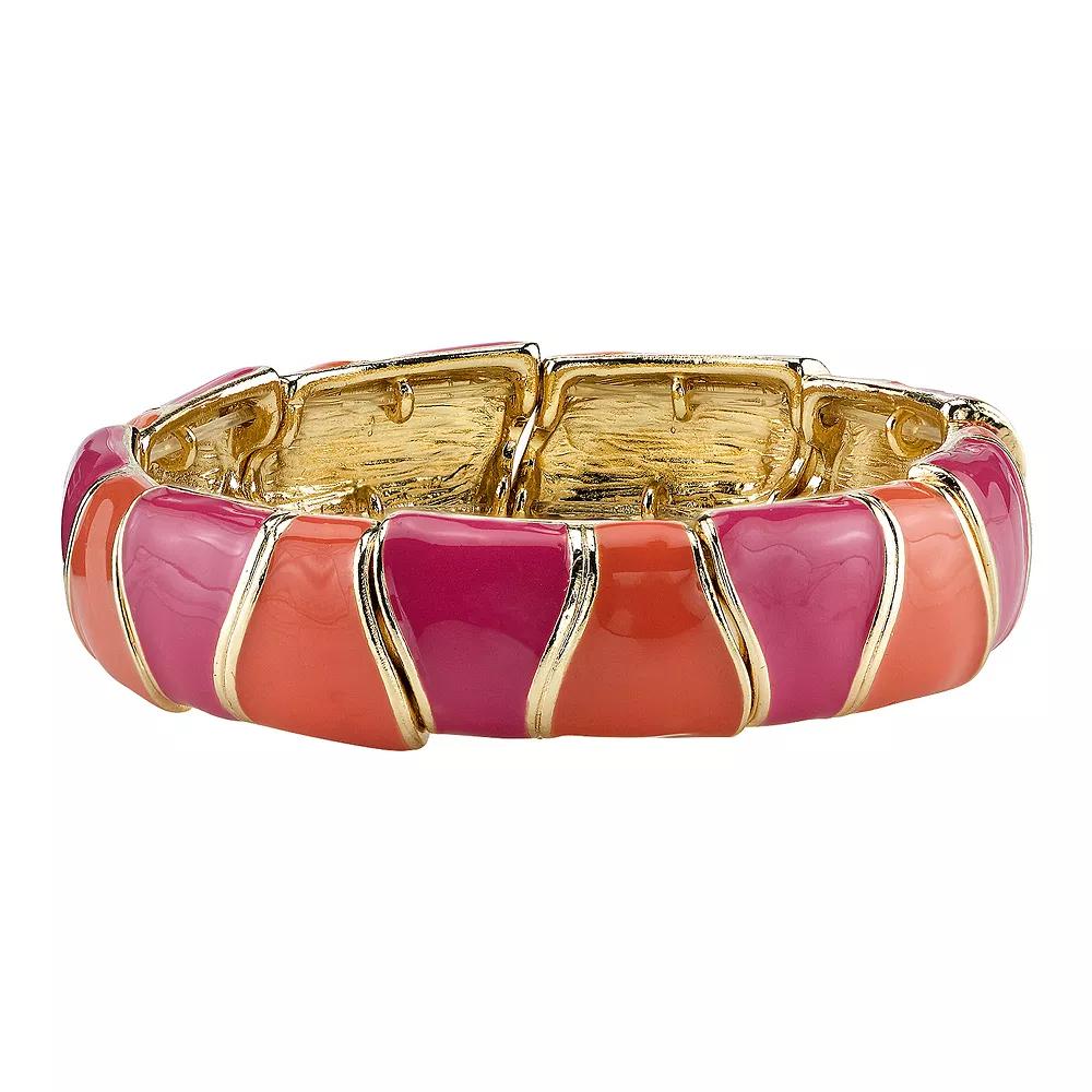 1928 Two Color Enamel Stretch Bracelet, Womens, Pink Product Image
