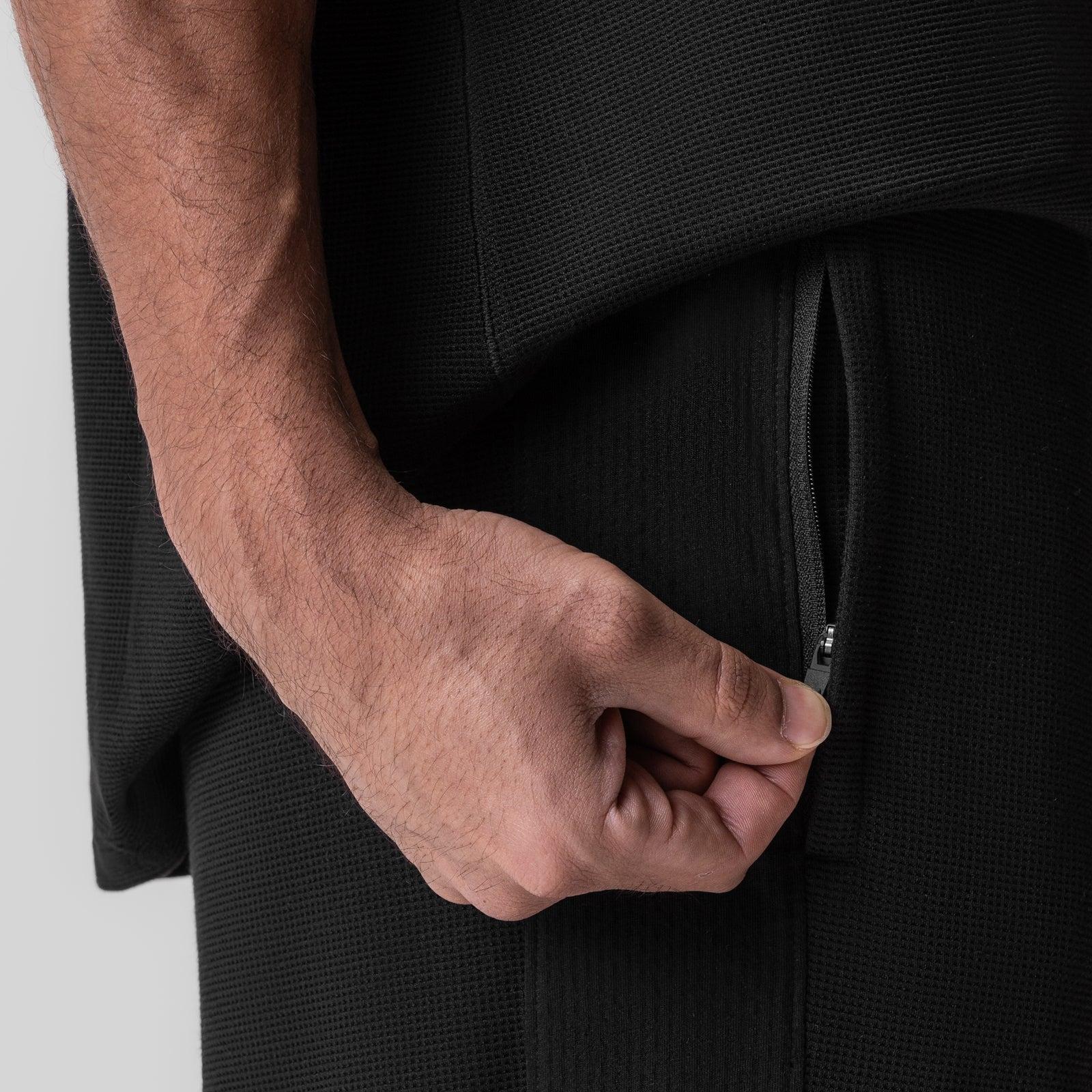 0957. Waffle Knit Relaxed Sweatpant - Black/Black Product Image