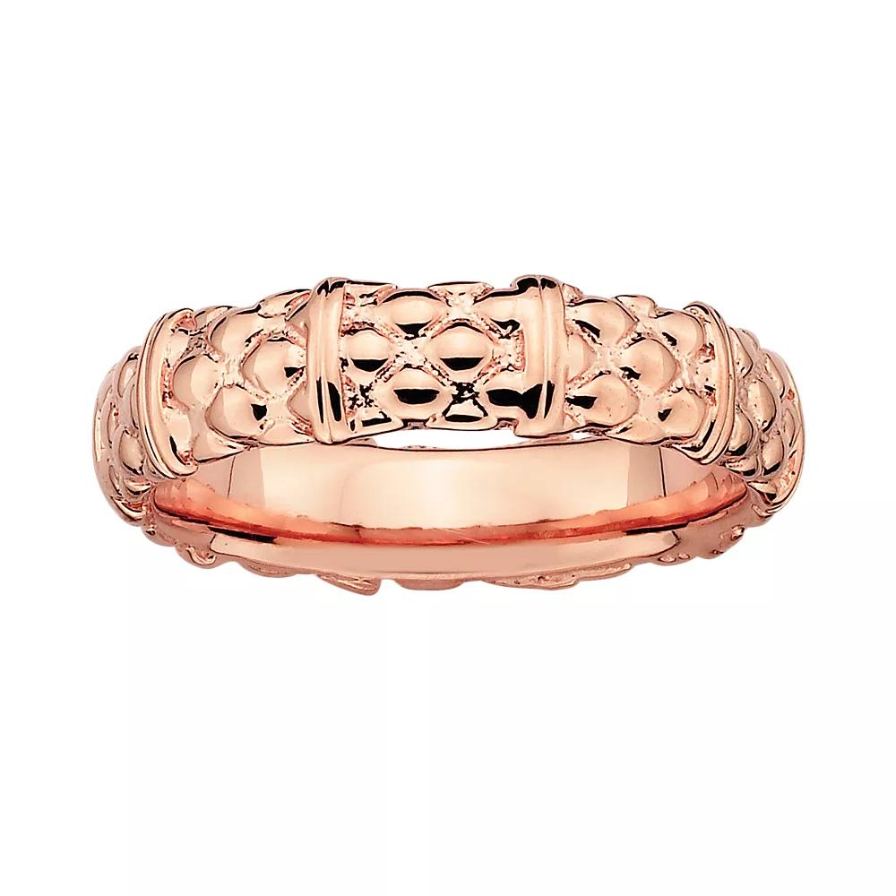 Stacks & Stones 18k Rose Gold Over Silver Textured Stack Ring, Women's, Size: 7, Pink Product Image