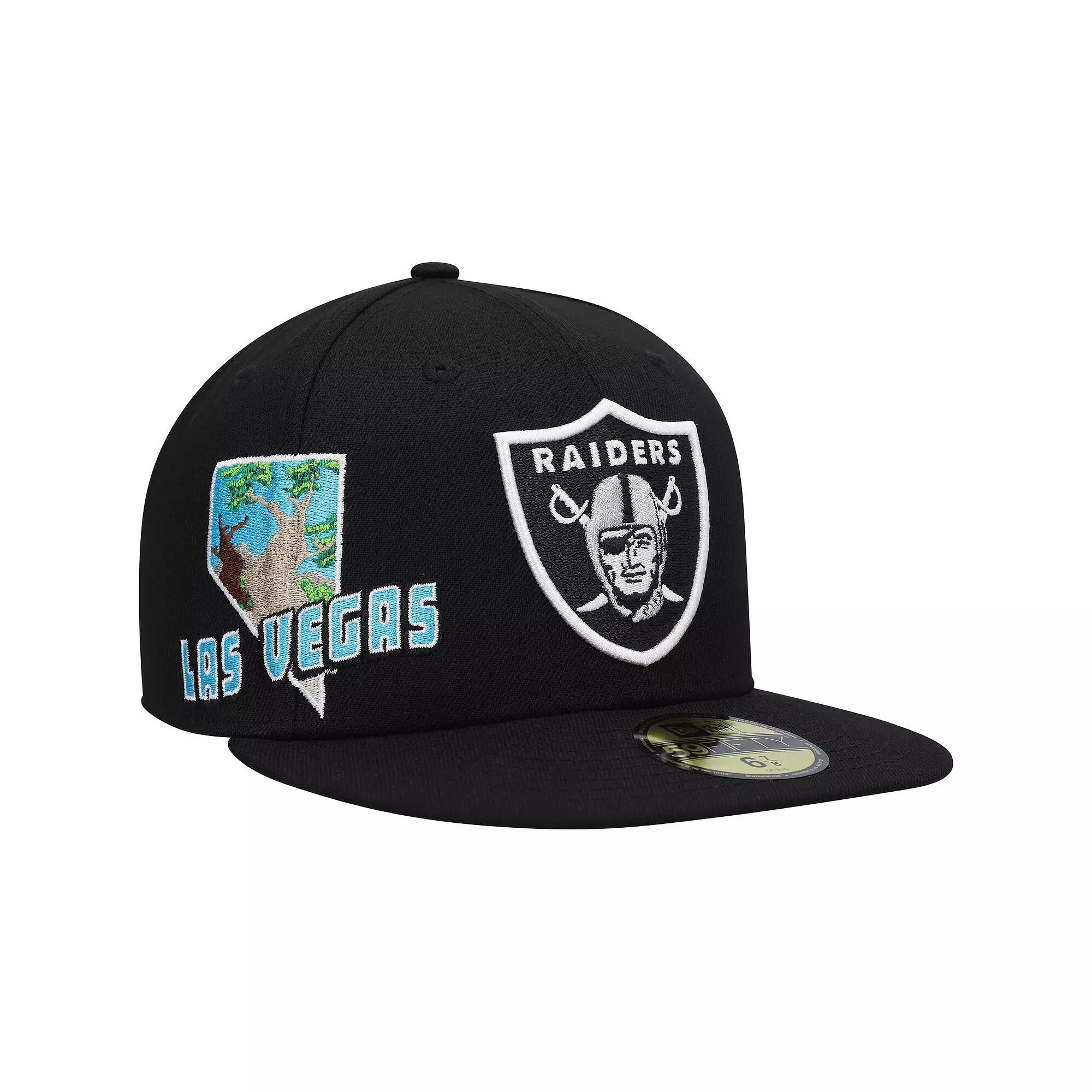 Men's New Era Black Las Vegas Raiders Stateview 59FIFTY Fitted Hat,  Product Image