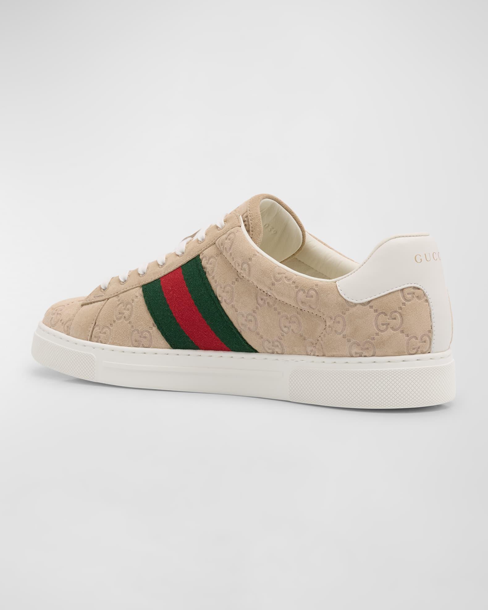 Men's Ace Suede Monogram Low-Top Sneakers Product Image