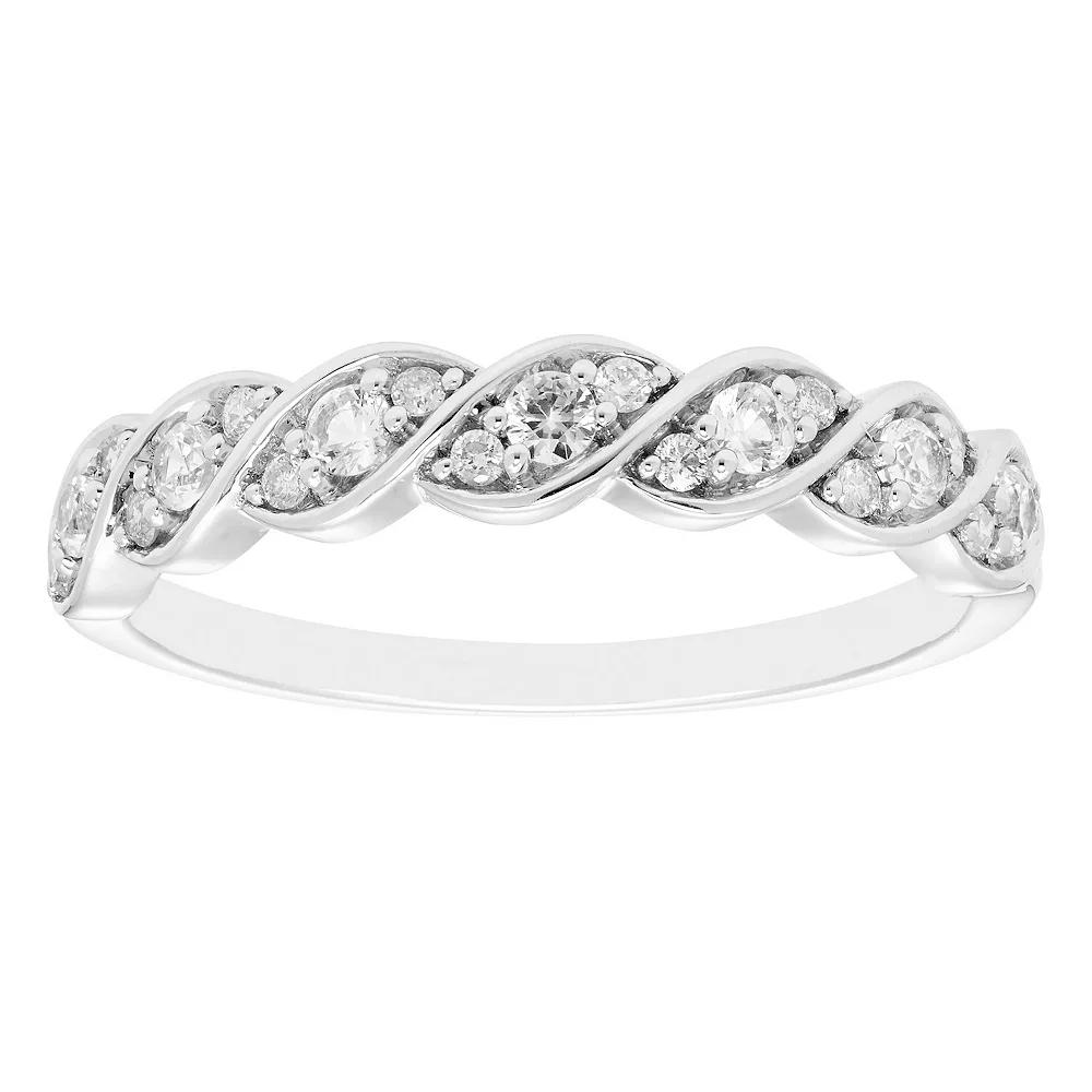 Boston Bay Diamonds Sterling Silver Lab-Created Gemstone & 1/10 Carat T.W. Diamond Twisted Ring, Women's,  Product Image