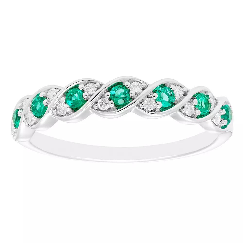 Boston Bay Diamonds Sterling Silver Lab-Created Gemstone & 1/10 Carat T.W. Diamond Twisted Ring, Women's,  Product Image