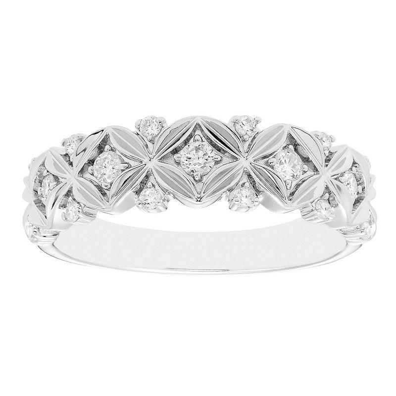 Boston Bay Diamonds Sterling Silver 1/5 Carat T.W. Diamond Flower Ring, Women's Product Image