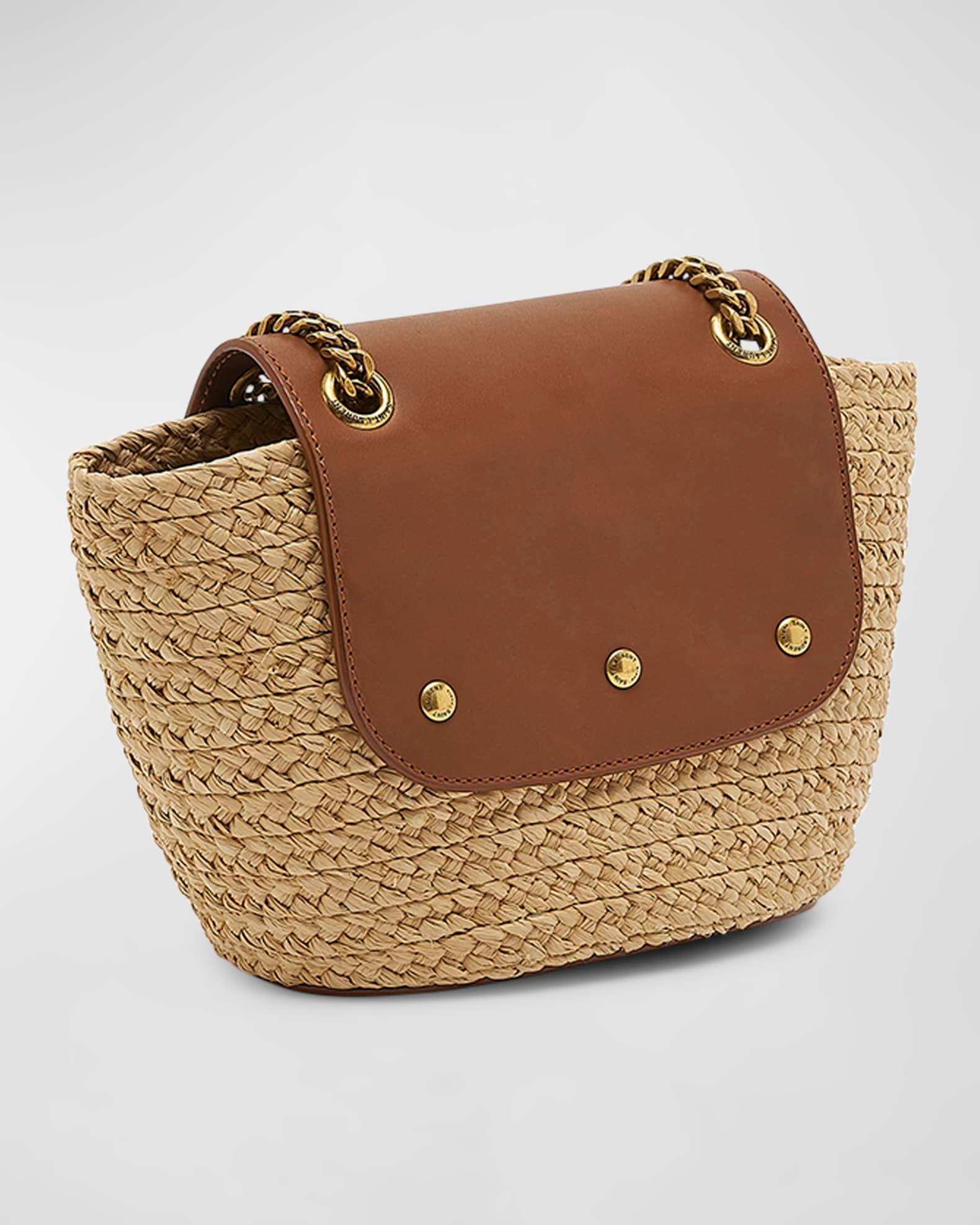 Panier Mini YSL Flap Crossbody Basket Bag in Raffia Product Image