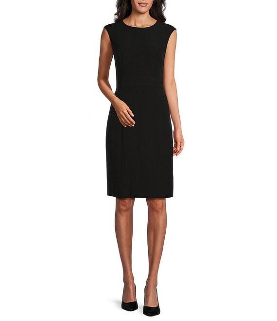 Kasper Stretch Crepe Crew Neck Sleeveless Sheath Dress Product Image