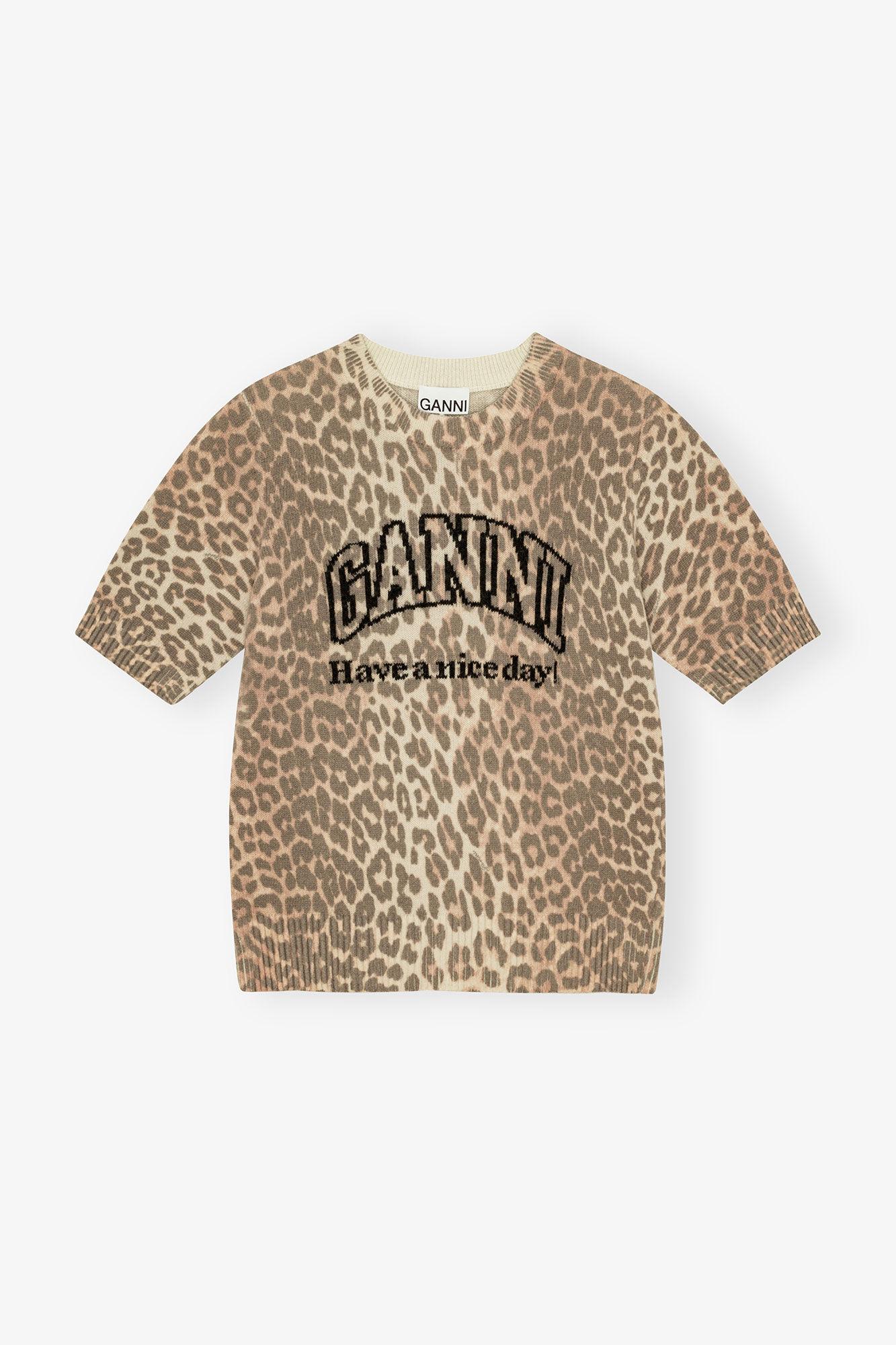 Leopard Wool Mix T-shirt Product Image