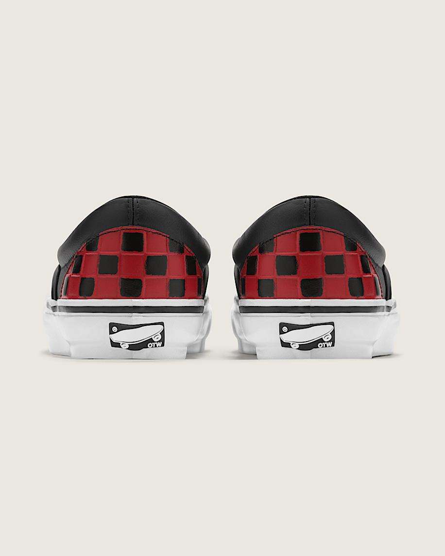 OTW Leather Checkerboard Slip-On 98 Vibram in Racing Red| Vans US Product Image