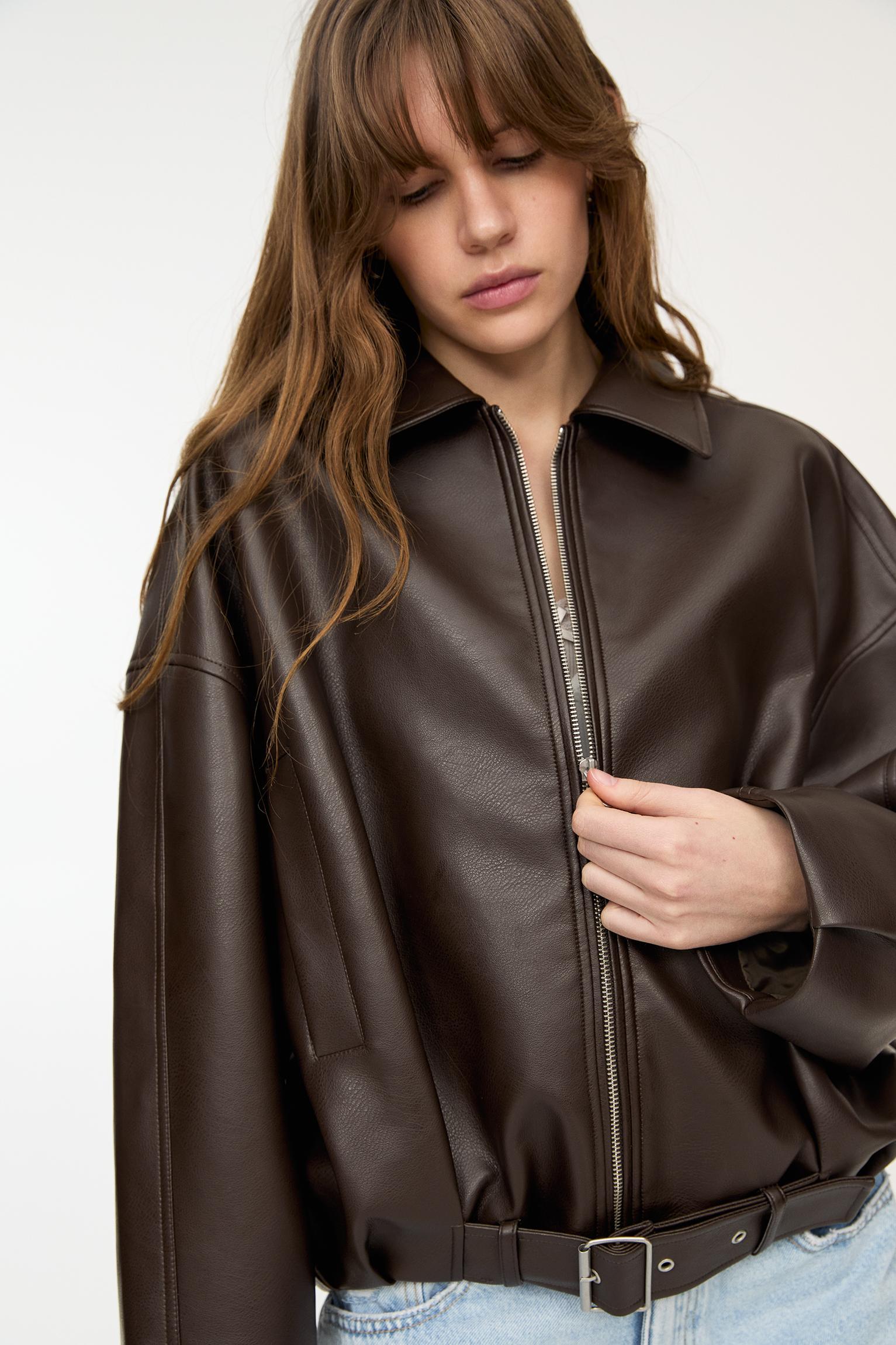 Faux leather bomber jacket Product Image