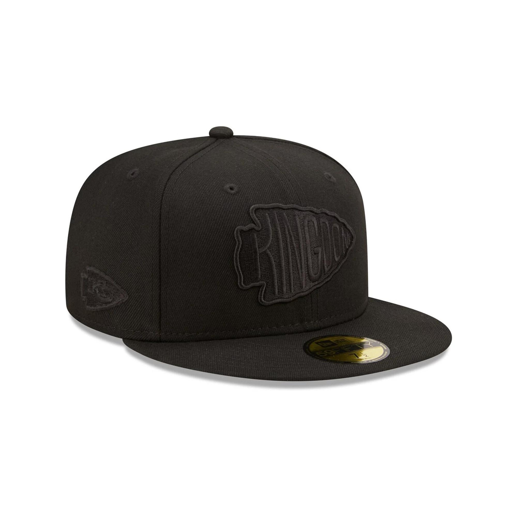 Men's New Era Kansas City Chiefs Black on Black Alternate Logo 59FIFTY Fitted Hat,  Product Image