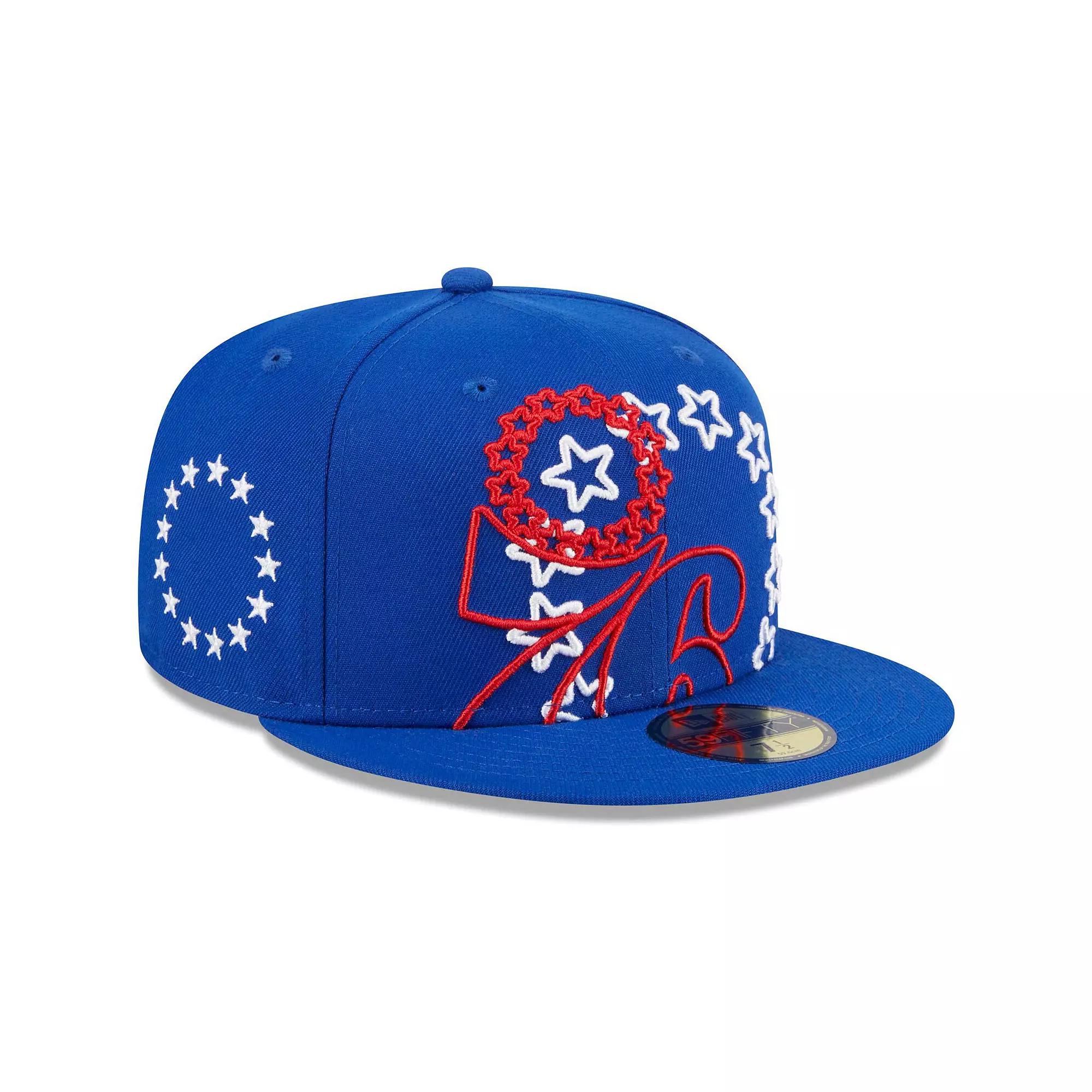 Men's New Era Royal Philadelphia 76ers Game Day Hollow Logo Mashup 59FIFTY Fitted Hat,  Product Image