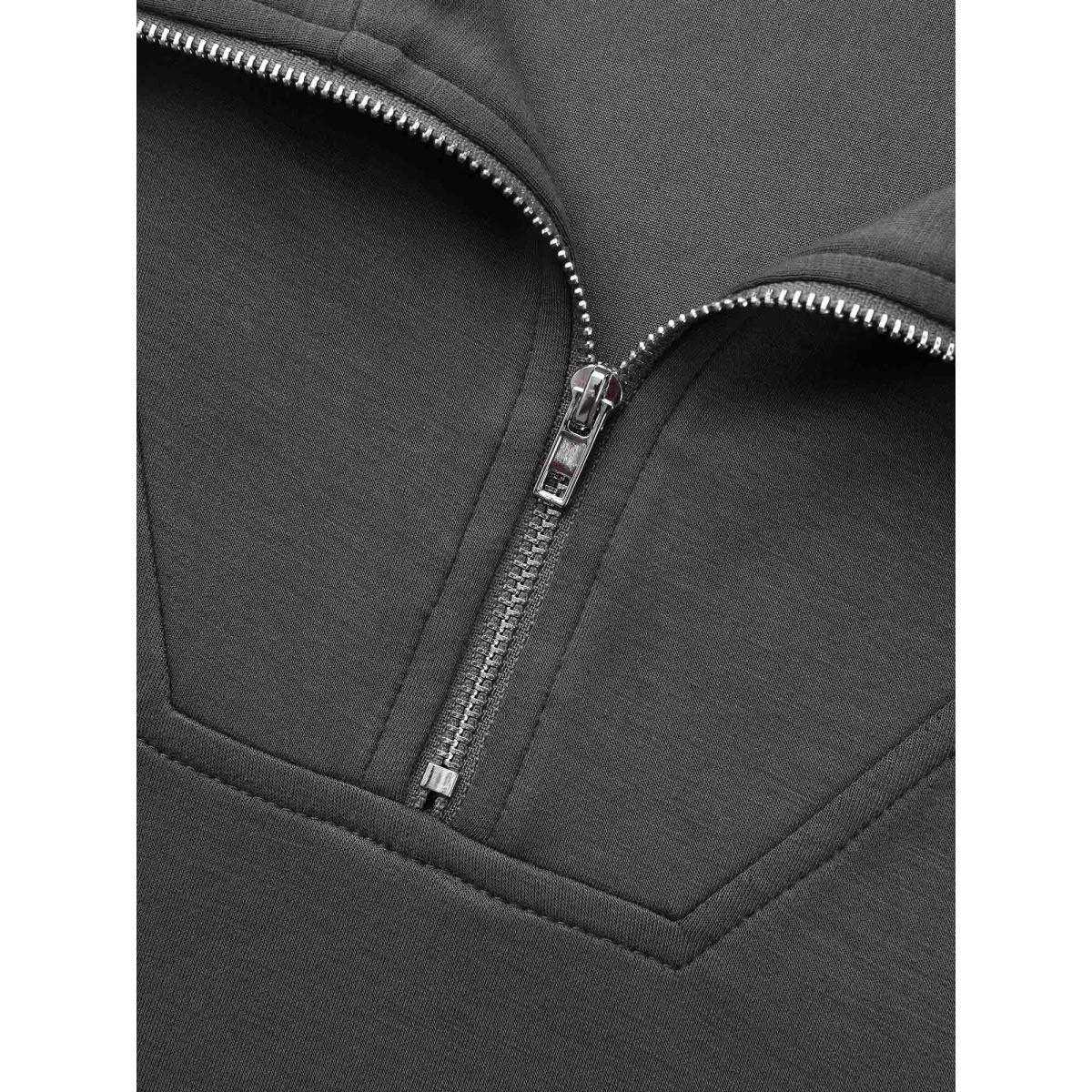 Plus Size Supersoft Essentials Solid Half Zip Sweatshirt Women DimGray Casual Non Lapel Collar Everyday Sweatshirts BloomChic 18-20/2X Product Image