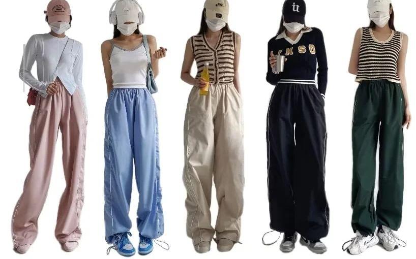 High Rise Drawstring-Cuff Sweatpants Product Image