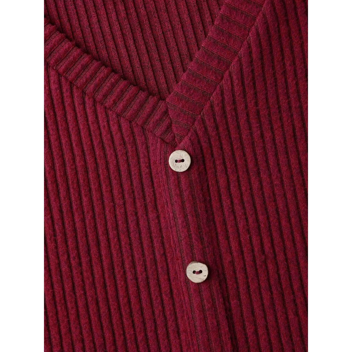 Plus Size Brightred Plaid Layered Color Contrast Blouse Women Leisure Extra Long Sleeve V-neck Casual Blouses BloomChic 28/5X Product Image