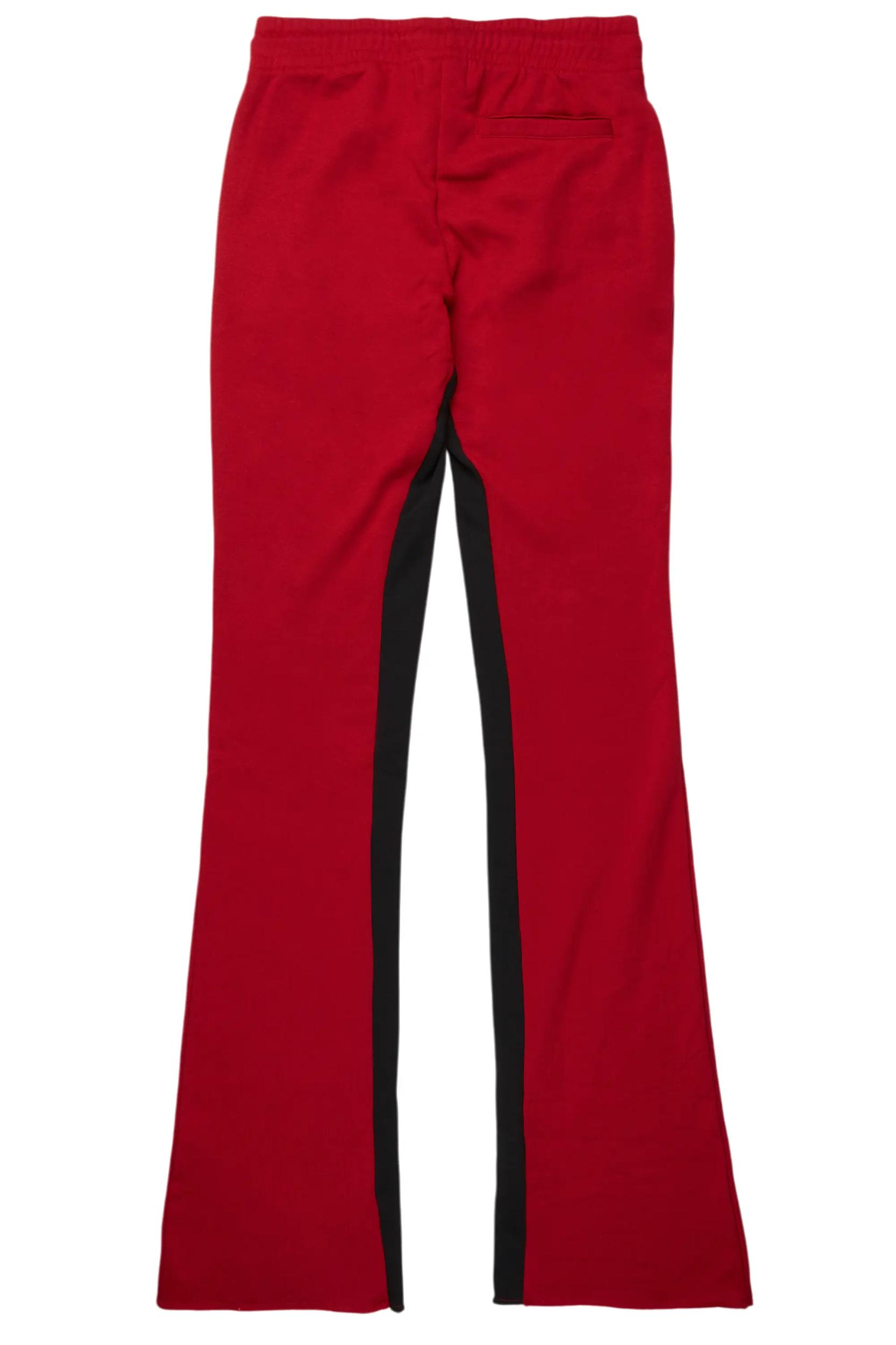 Uko Burgundy Stacked Baggy Track Pant Male Product Image