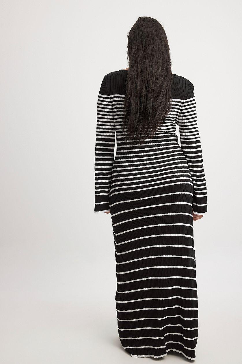 Fine Knitted Striped Midi Dress Product Image
