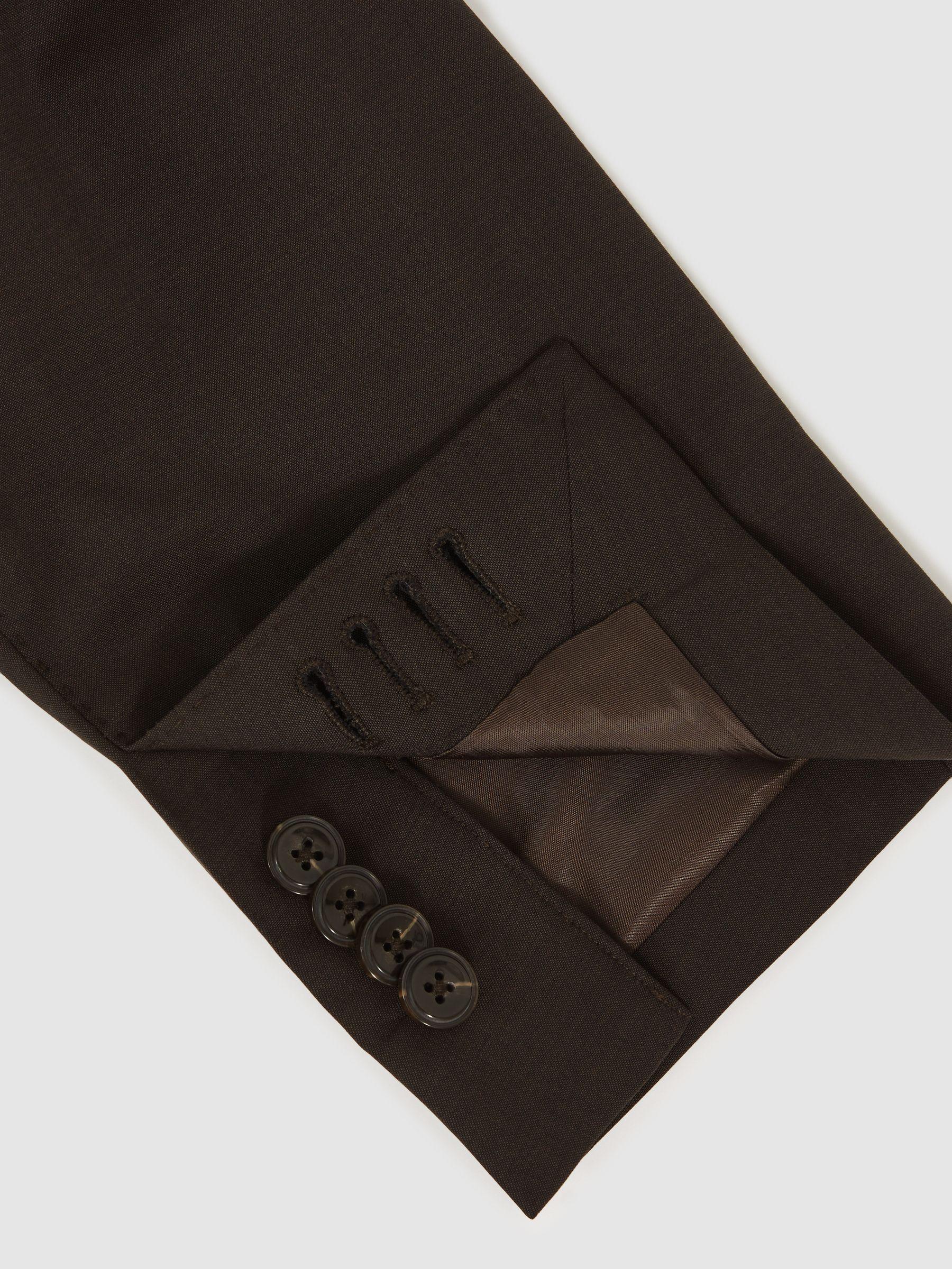 Classic-Fit Single-Breasted Suit Blazer Wool-Blend in Chocolate Brown Product Image