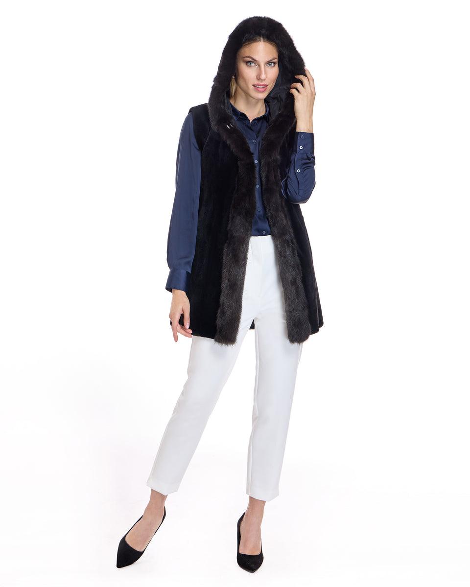 Reversible Sheared Mink & Sable Section Vest Product Image