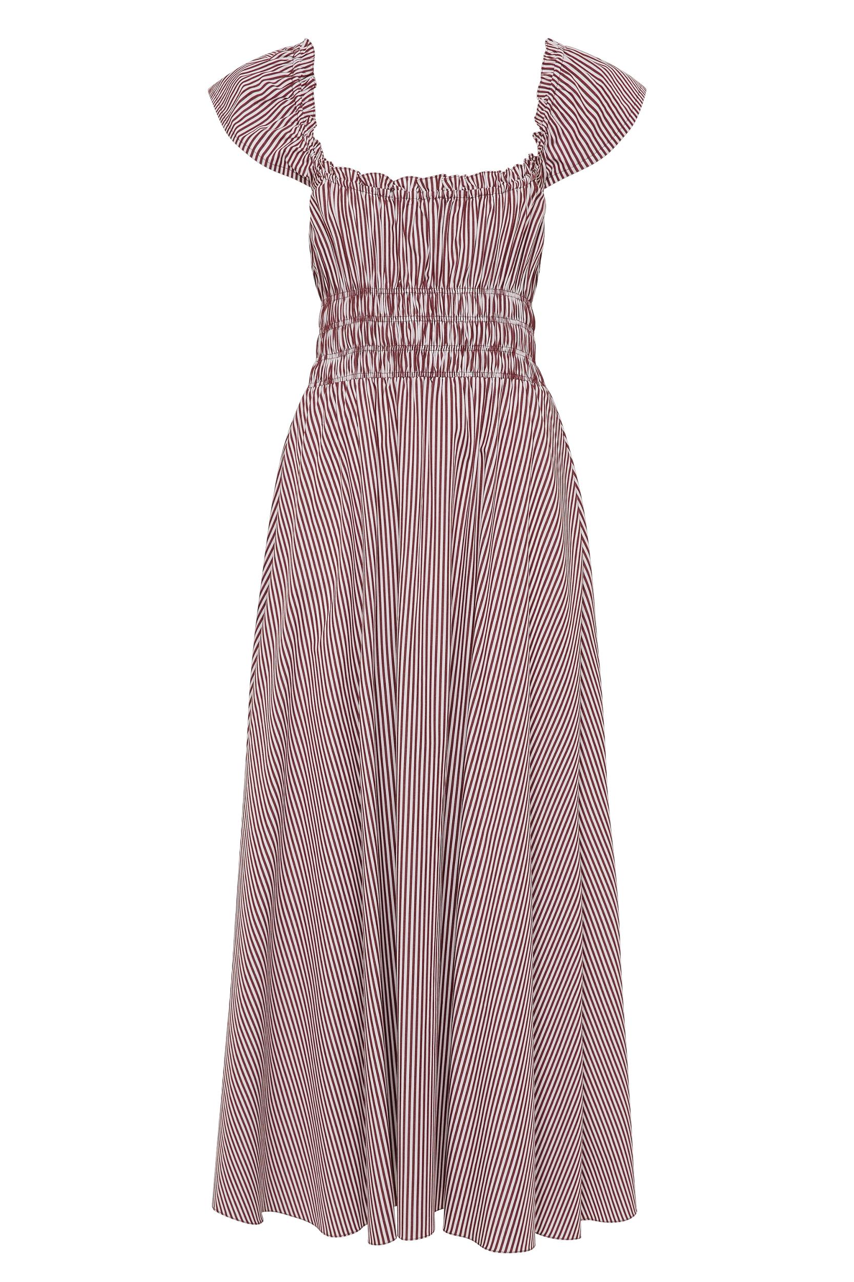 Janne Midi Dress Maia Stripe Burgundy - Final Sale Product Image