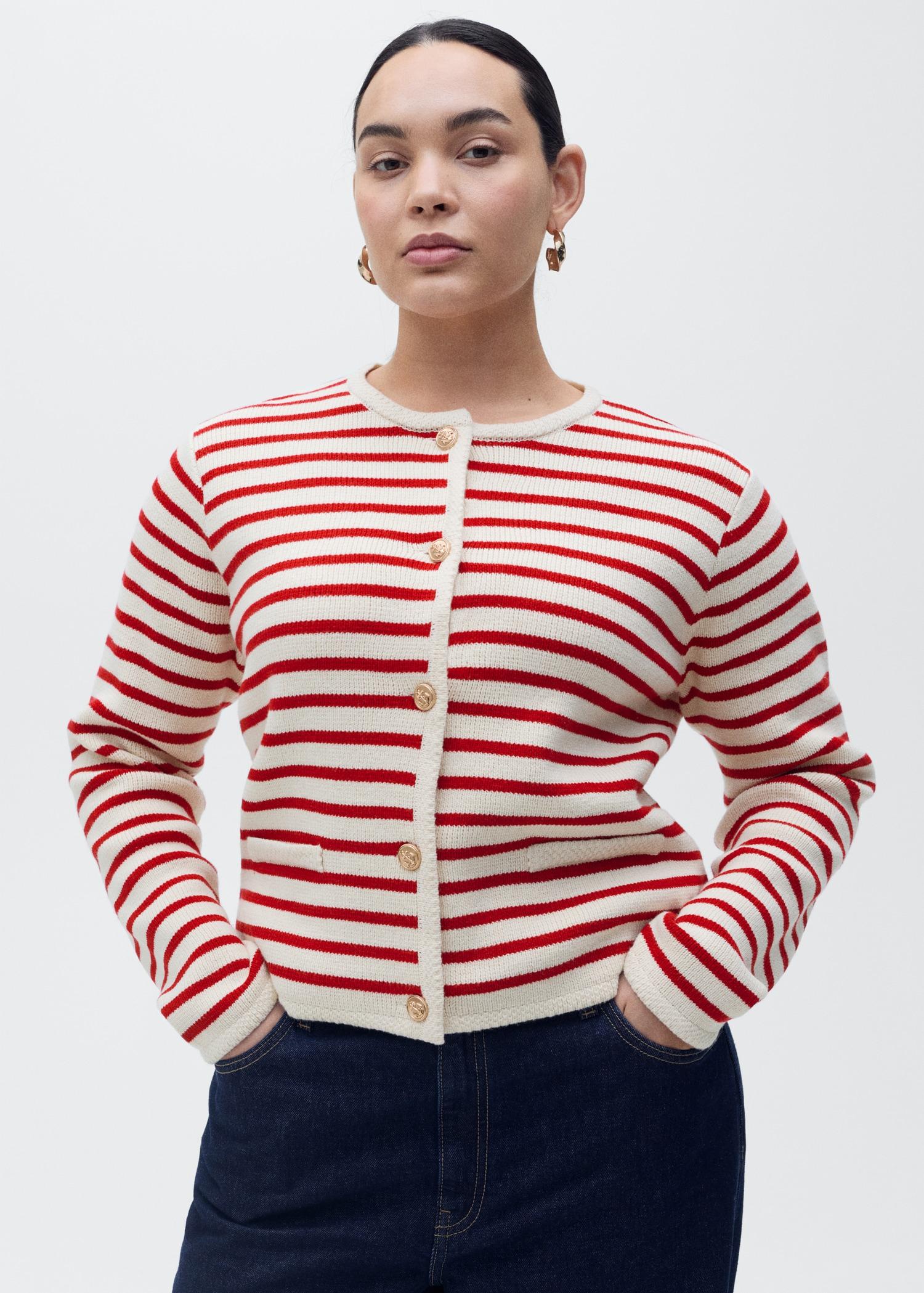 Stripped knit cardigan - Women | MANGO USA Product Image