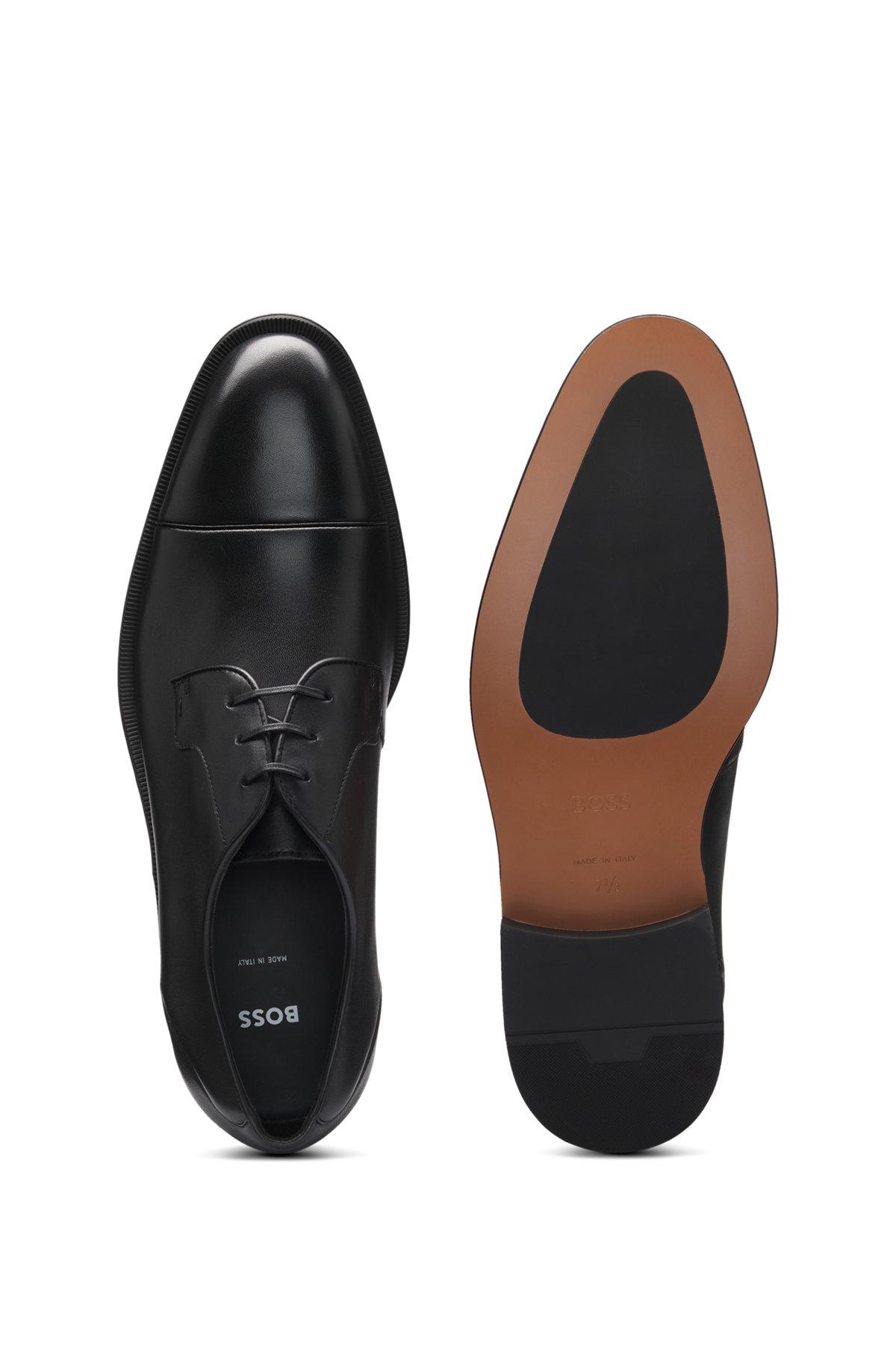 BOSS - Cap-toe Derby shoes in leather - Black Product Image