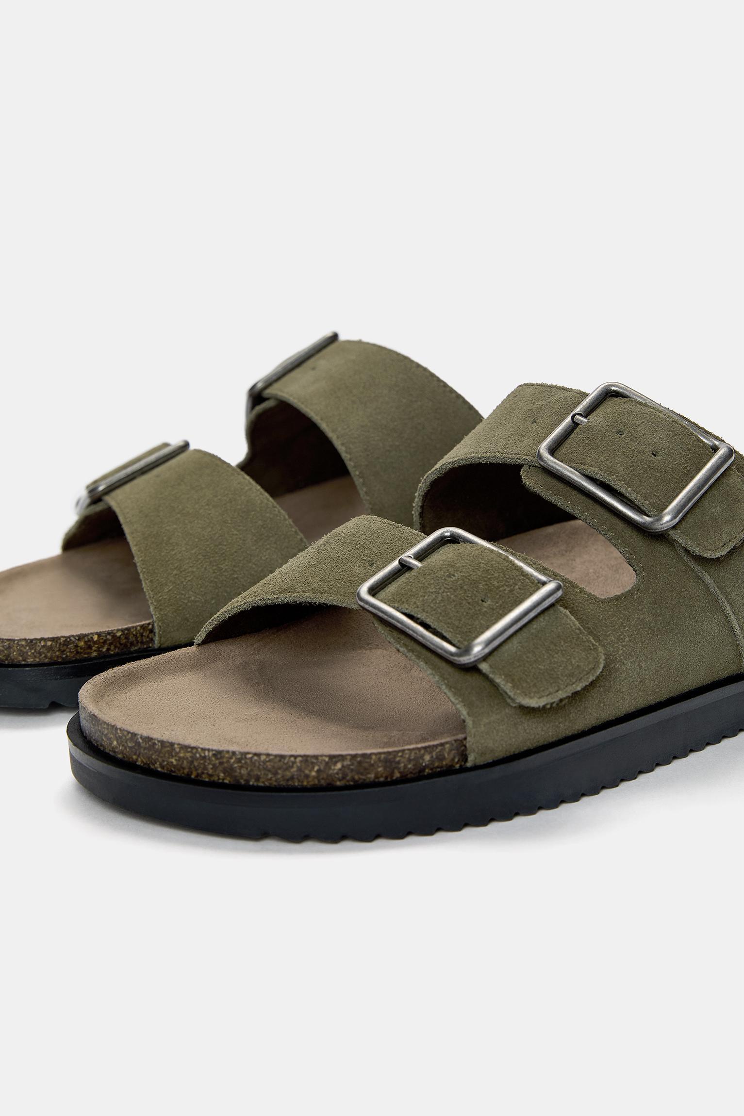 Leather sandals with buckle Product Image