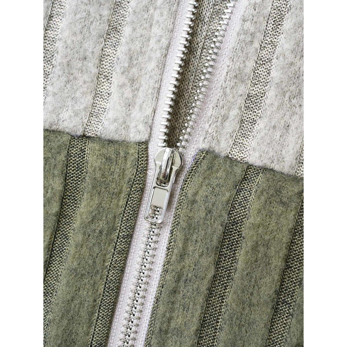 Plus Size Hooded Half Zip Pit Strip Knit Dress ArmyGreen Women Casual Contrast Hooded Long Sleeve Curvy BloomChic 10/M Product Image