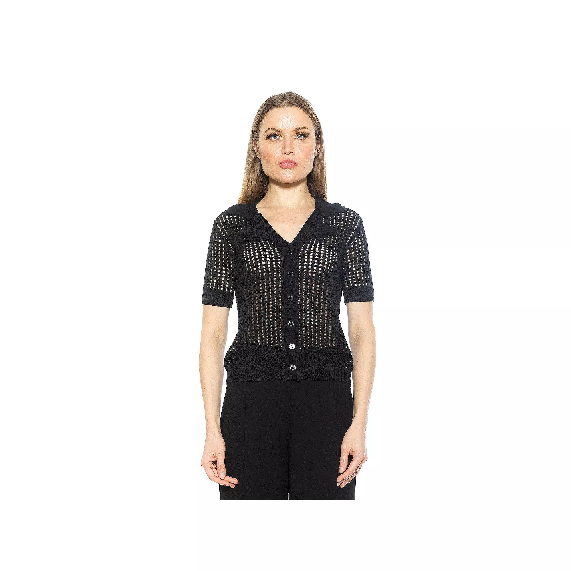 Women's ALEXIA ADMOR Josi Crochet Button Down Top,  Product Image