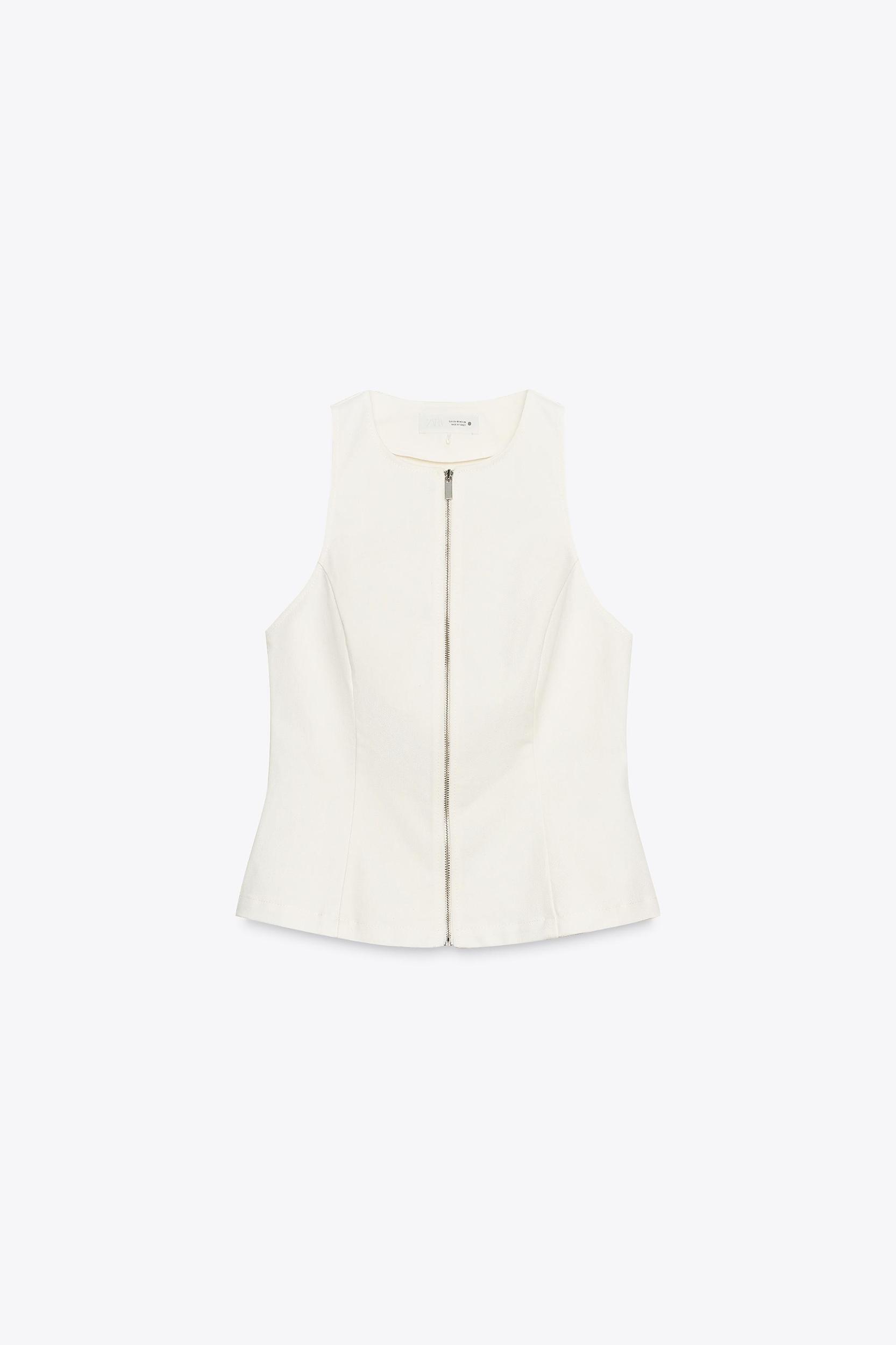 ZW COLLECTION DENIM ZIP-UP TOP Product Image