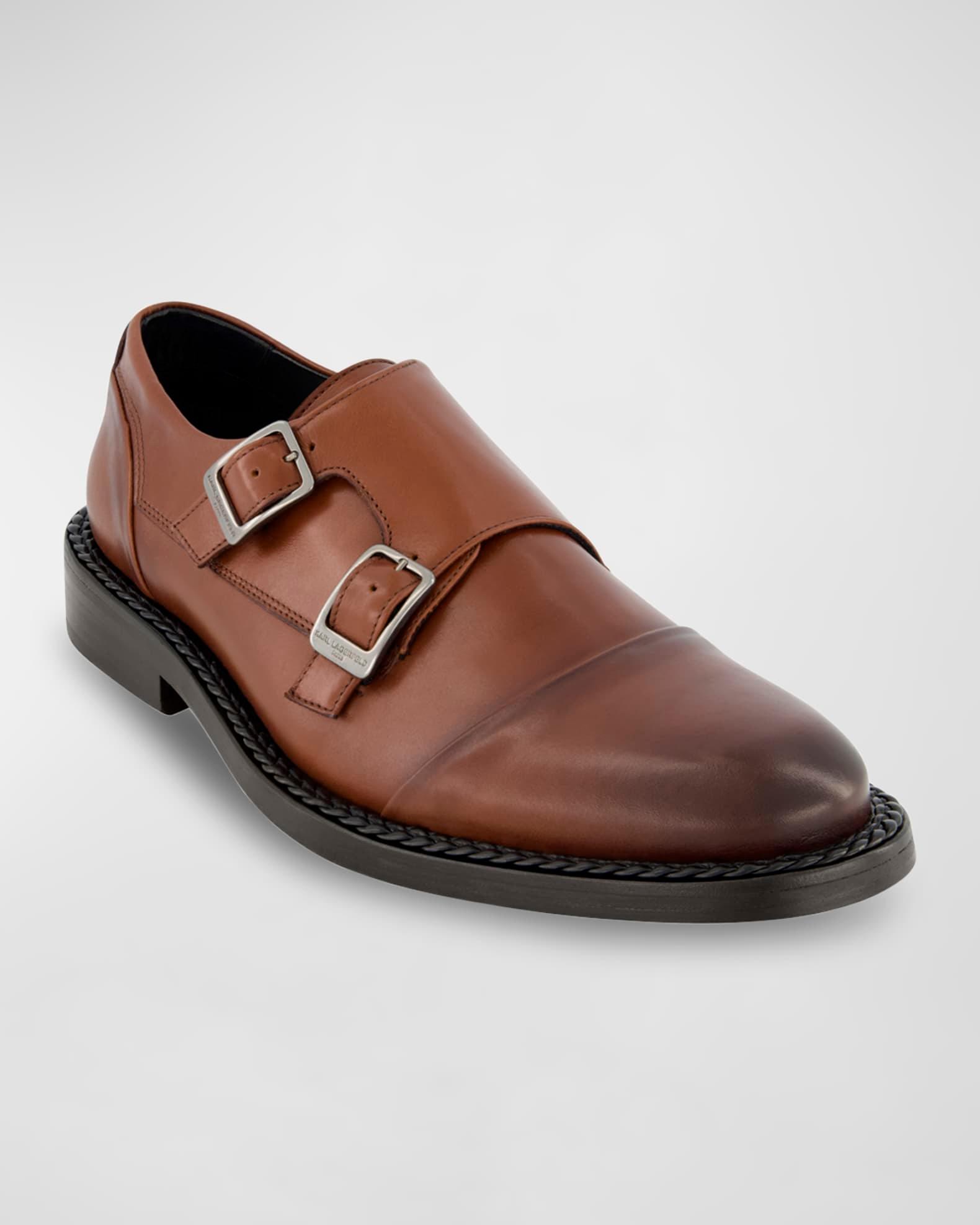Men's Cap Toe Double Monk Strap Loafers Product Image