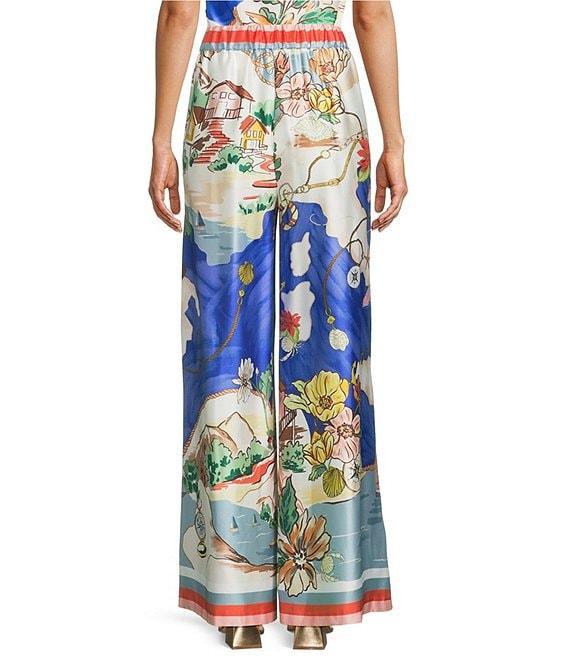 Antonio Melani Coordinating Annalise Ocean Print Satin Pants Product Image