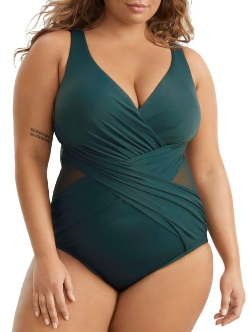 Plus Size Solid Crossover One-Piece Product Image