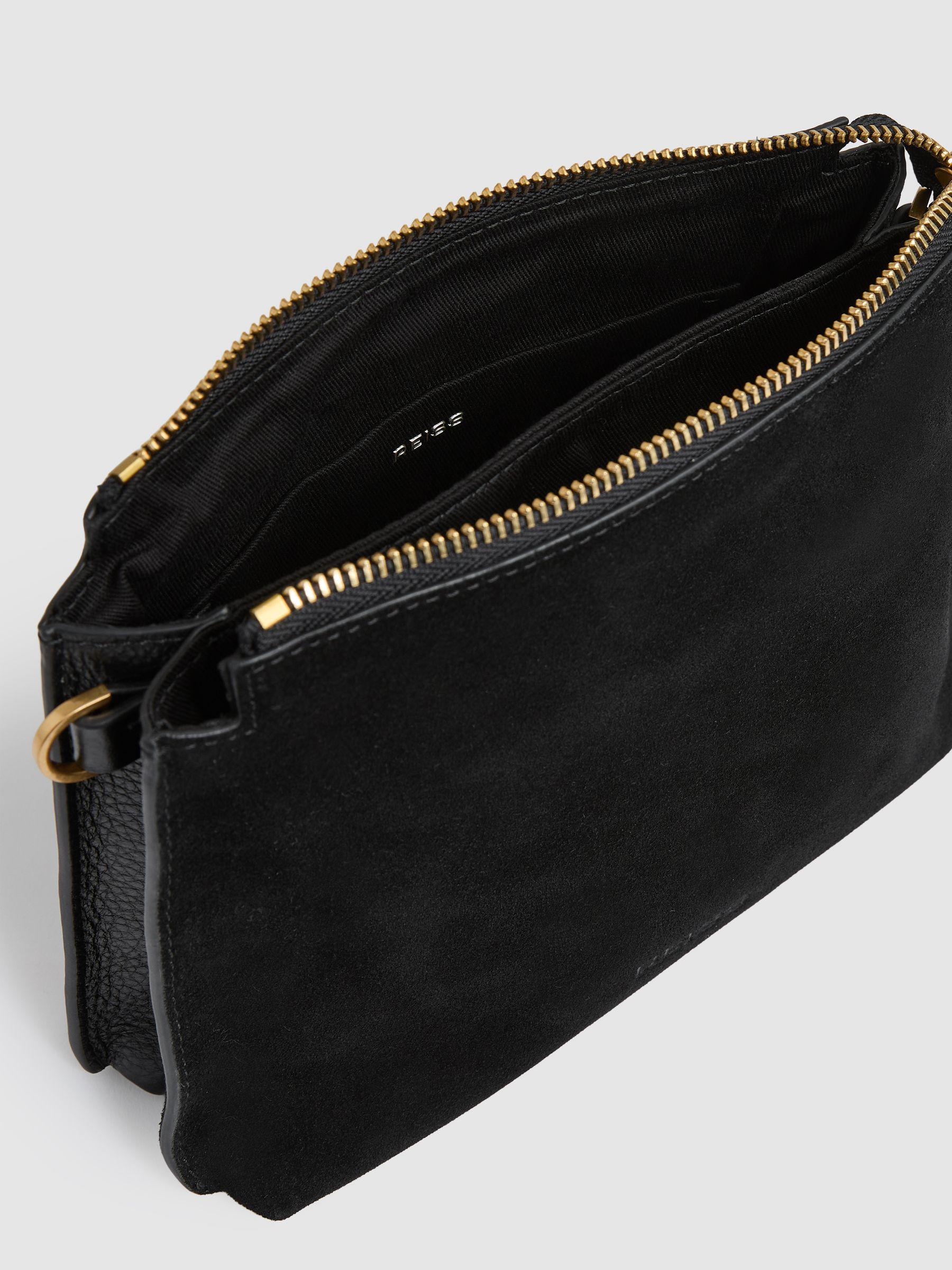 Leather And Suede Crossbody Bag in Black Product Image