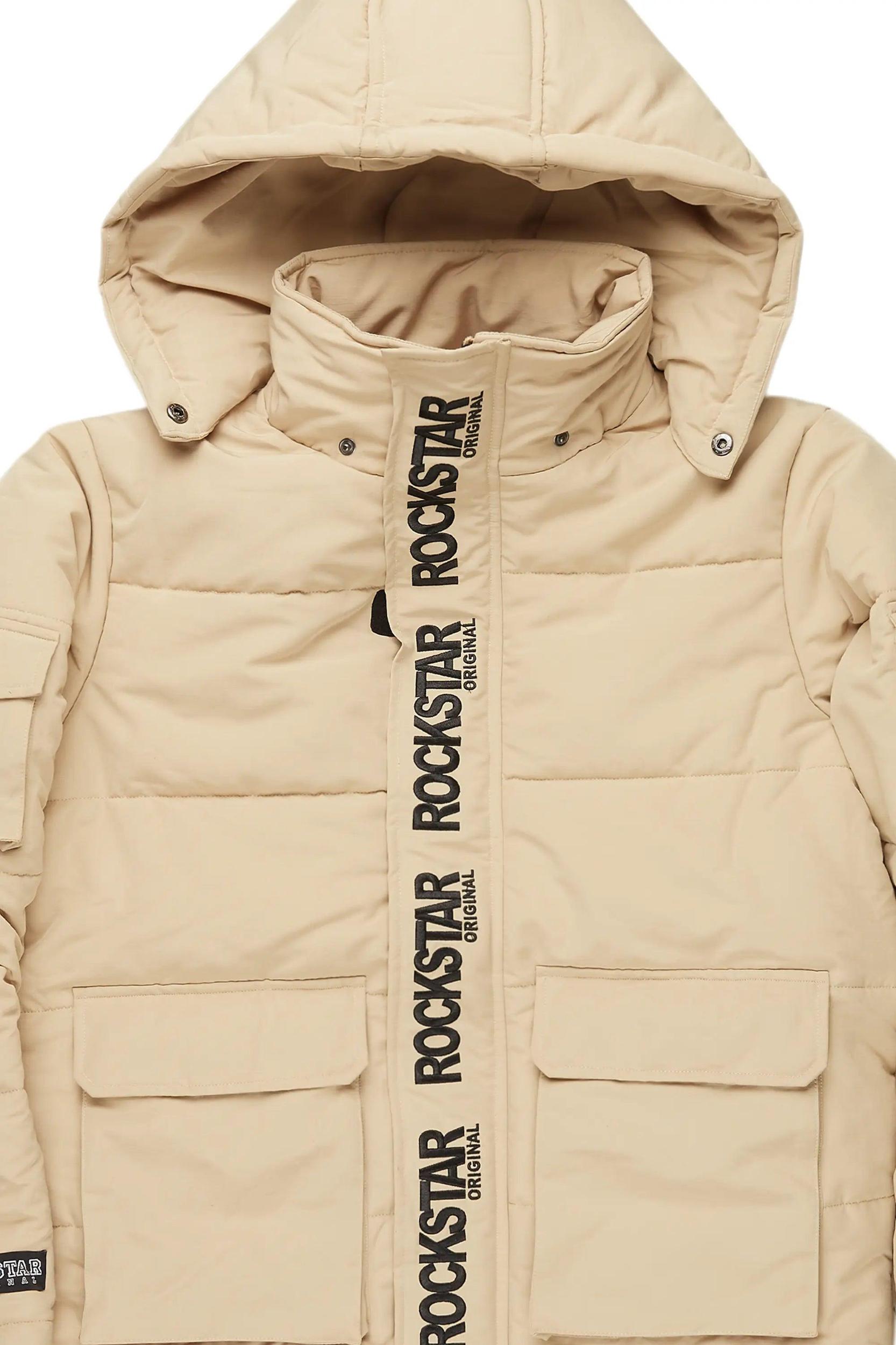 Adley Beige Utility Puffer Jacket Male Product Image