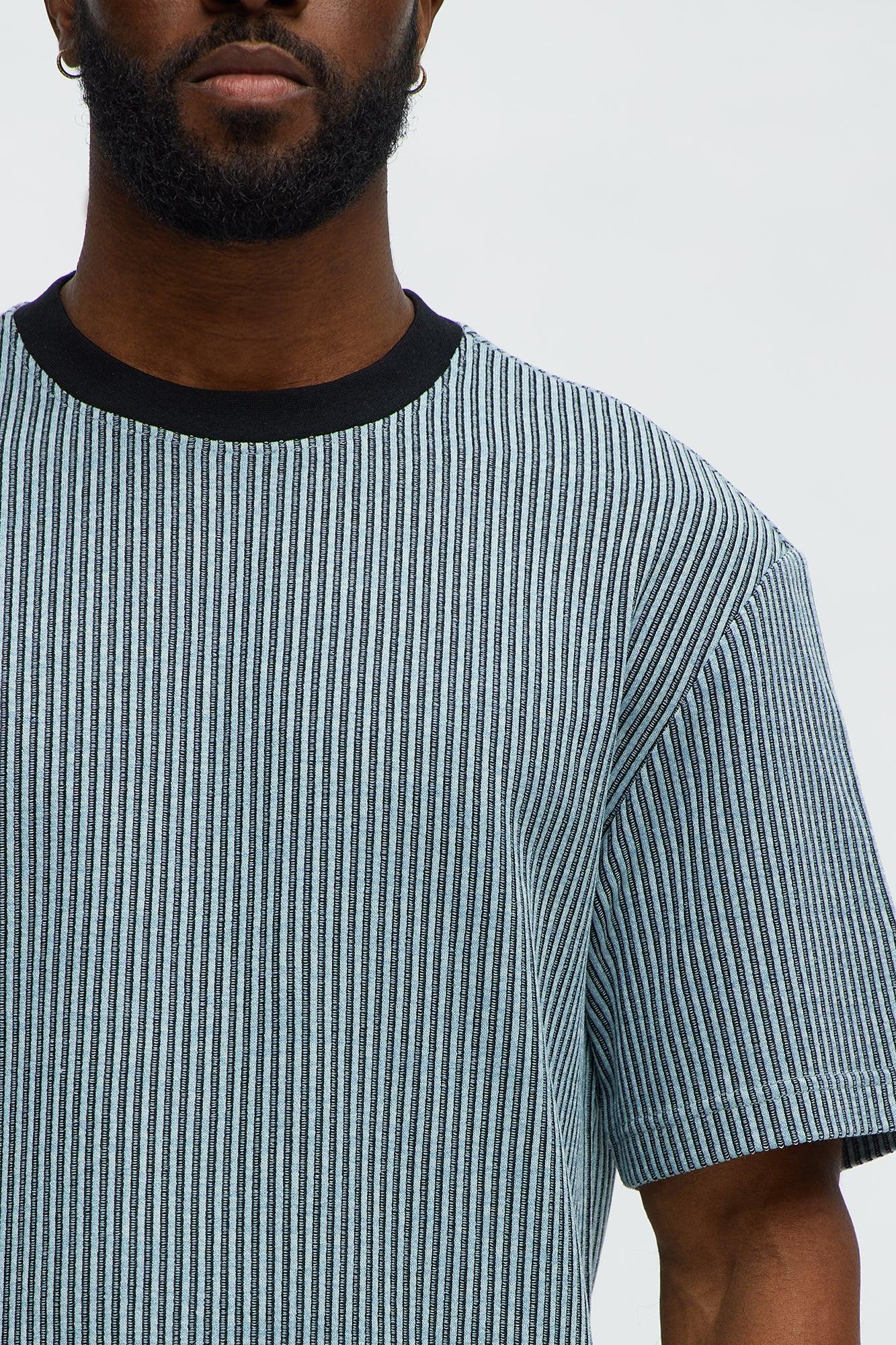 Relaxed Success Magnet Knitted Crewneck Tee - Blue/combo Product Image