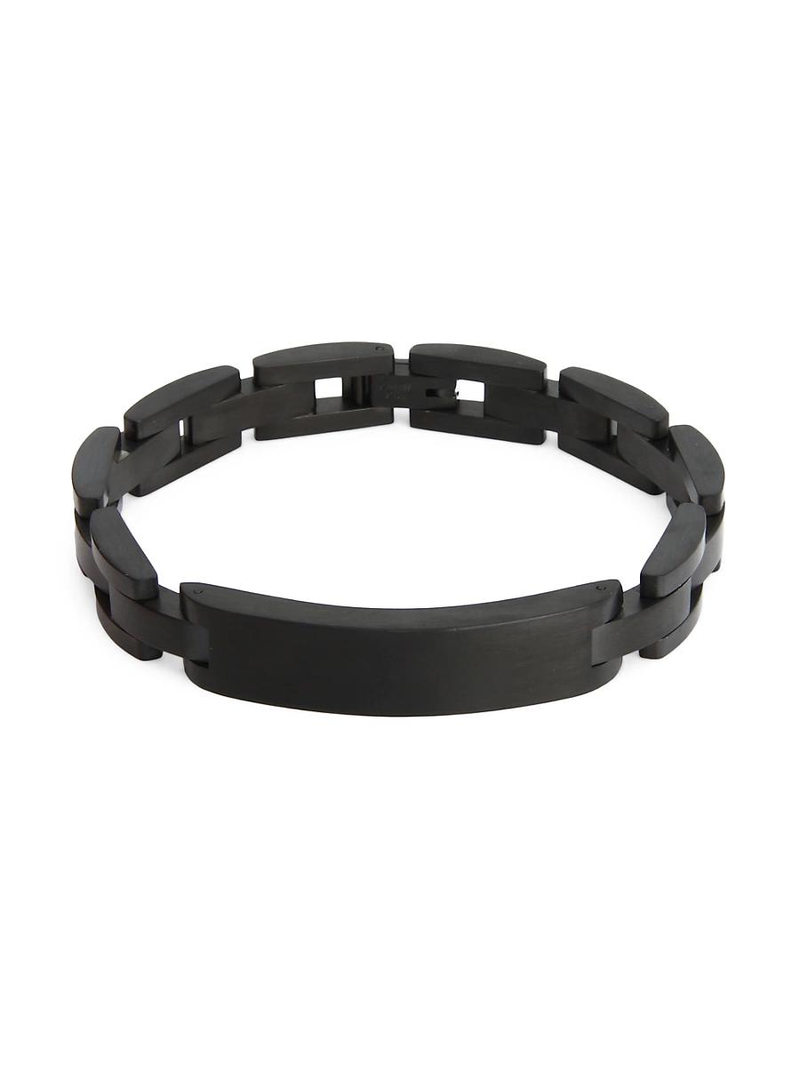 Mens Black Stainless Steel ID Bar Bracelet Product Image