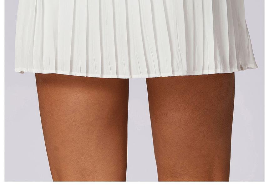 High Waist Plain Asymmetrical Accordion Pleated Skort Product Image