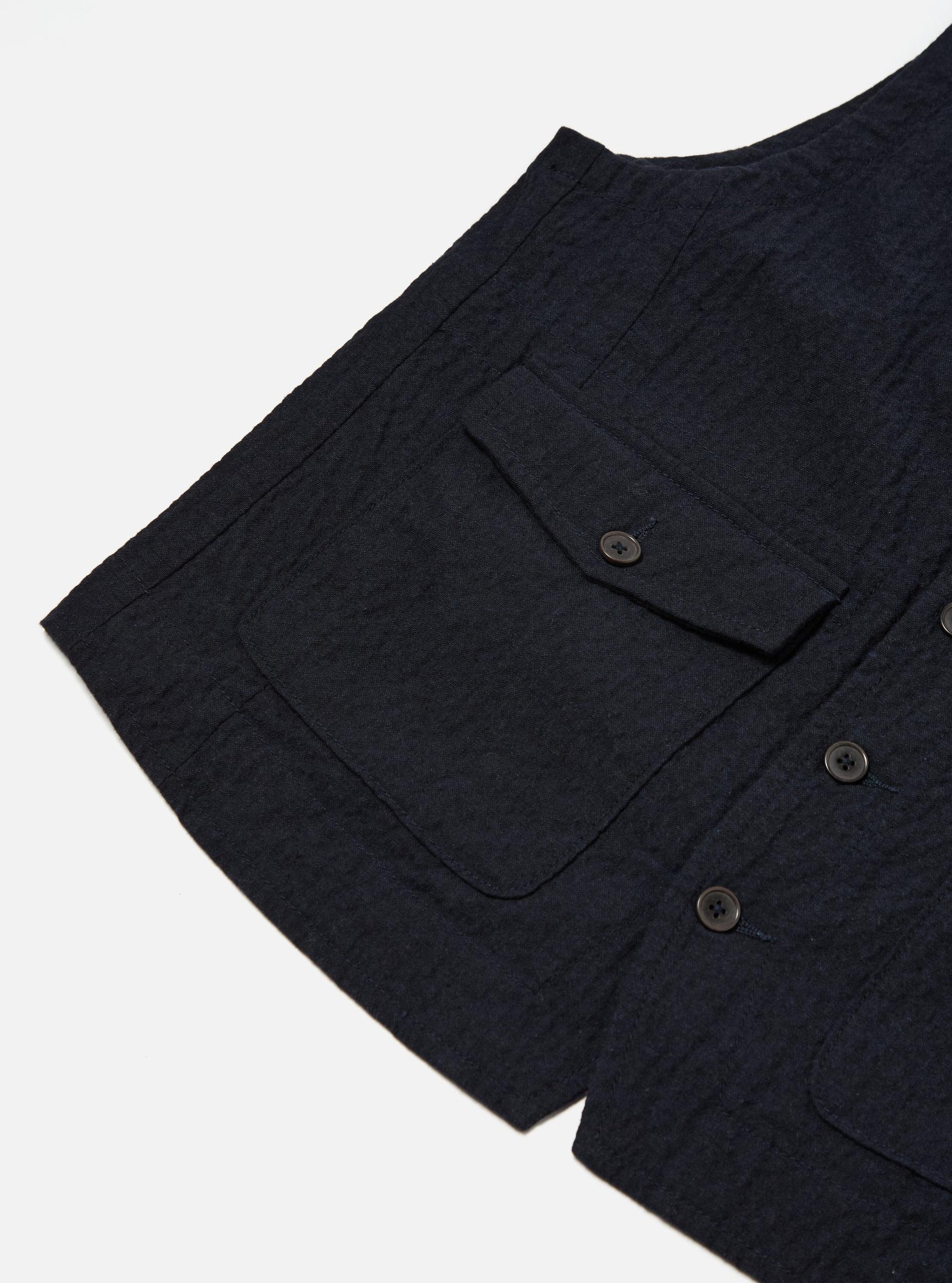 Universal Works Field Waistcoat in Dark Navy Ospina Cotton Product Image