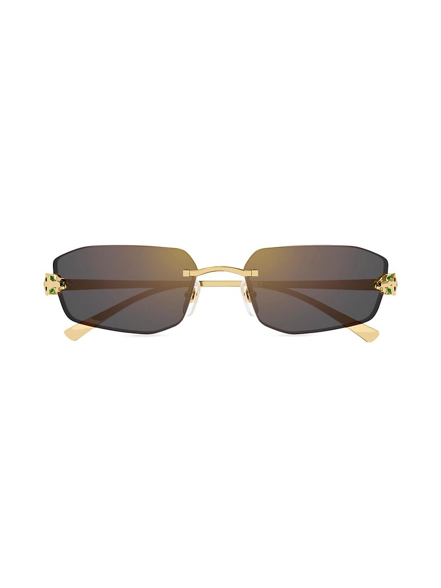Womens Panthre Classic 56MM 24K-Gold-Plated Metal Rimless Geometric Sunglasses Product Image