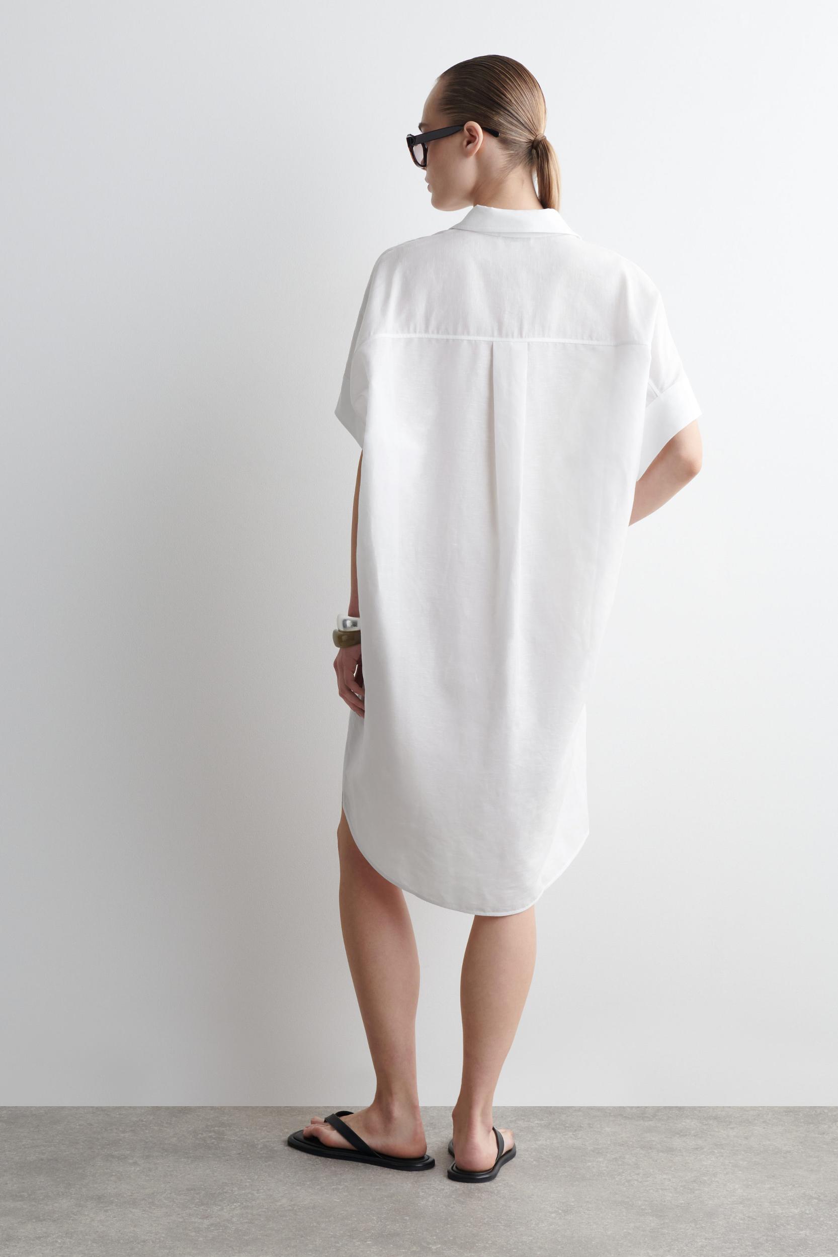 ROUNDED LINEN-COTTON SHIRT DRESS Product Image
