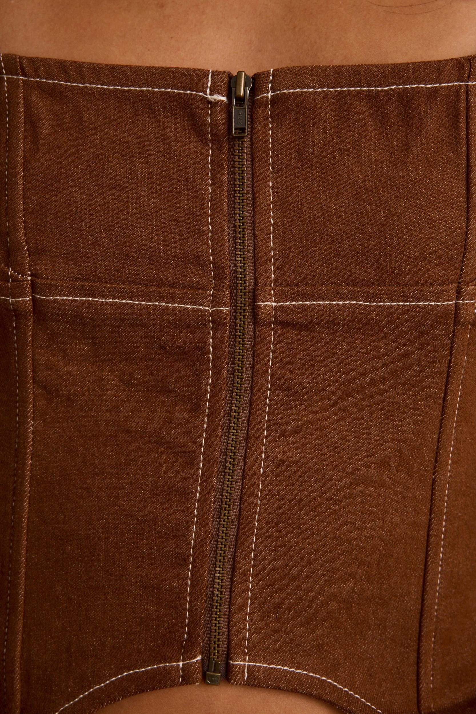 Sabine Brown Zip Front Corset Tank Product Image