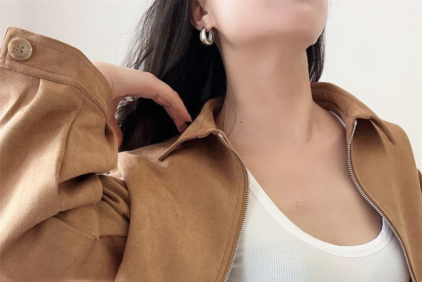 Faux Suede Zip Jacket Product Image