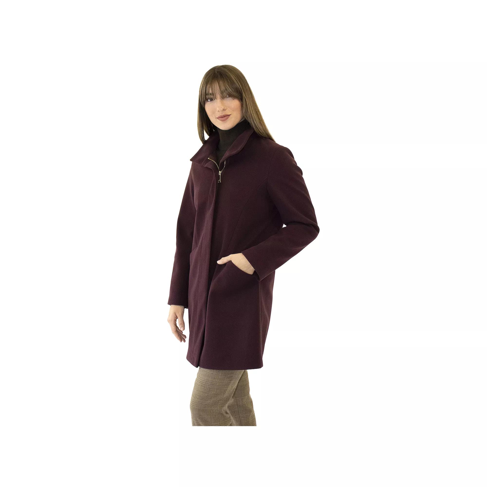 Women's Nine West Zip-Front Faux Wool Coat,  Product Image